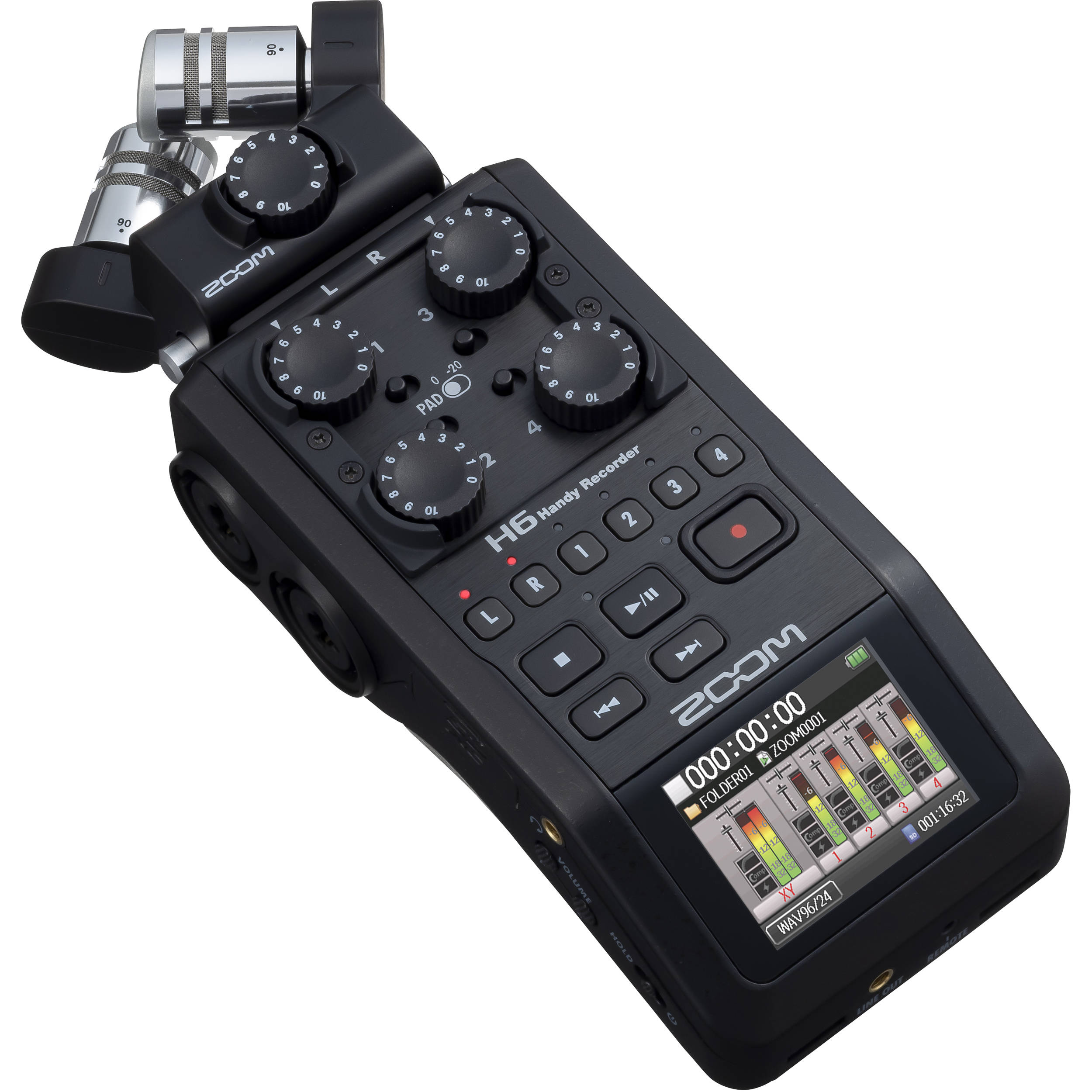 Zoom H6 All Black 6-Input / 6-Track Portable Handy Recorder with