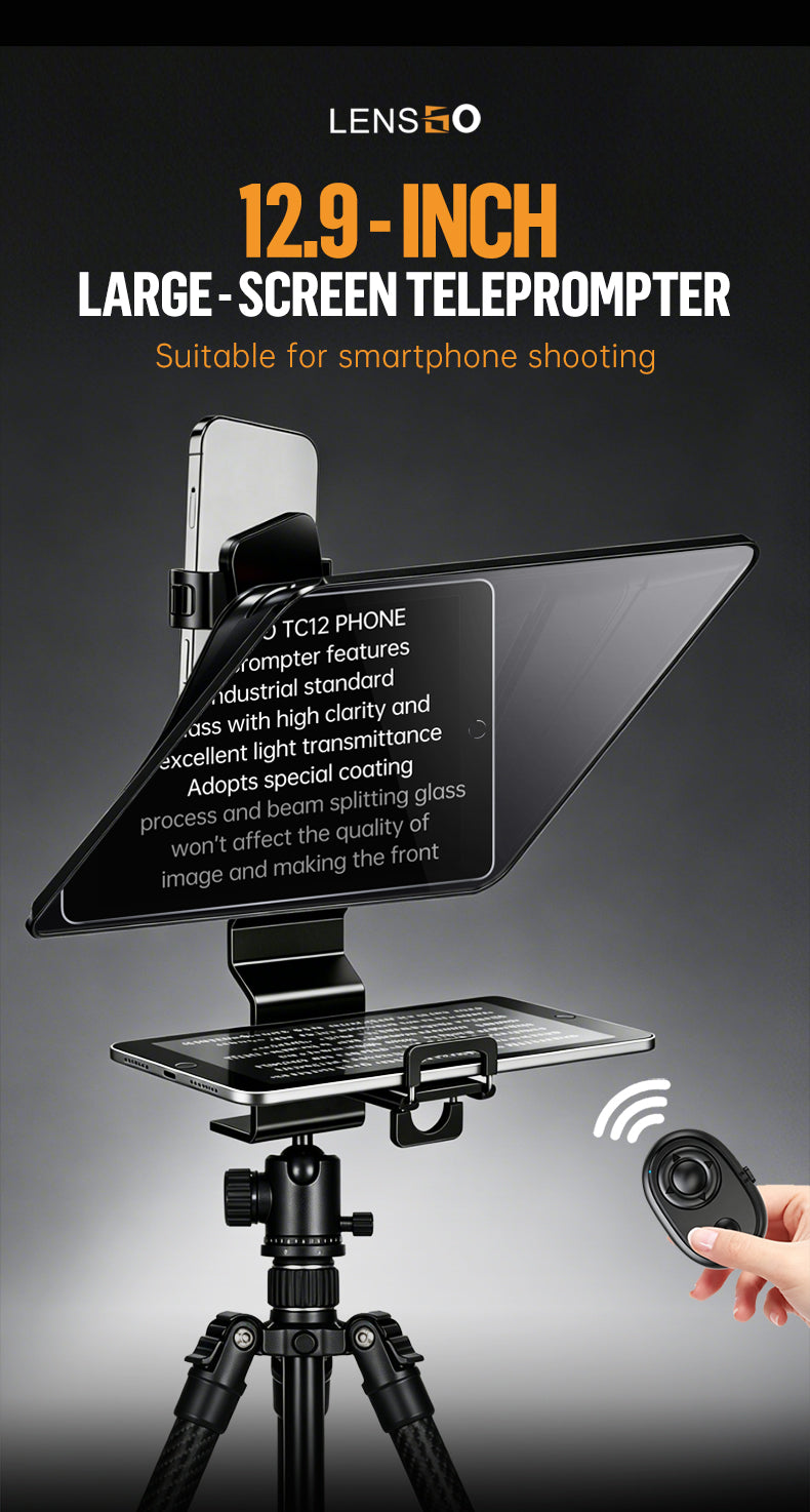 LENSGO TC12P Teleprompter for Smartphone and Tablets Video and Recording