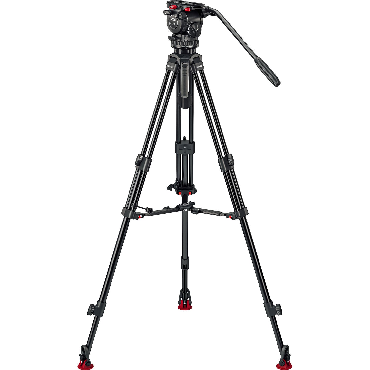 Sachtler 75/2 Mark II Aluminium trépied Système avec tête fluide FSB 6 MK II et épandeur de niveau intermédiaire