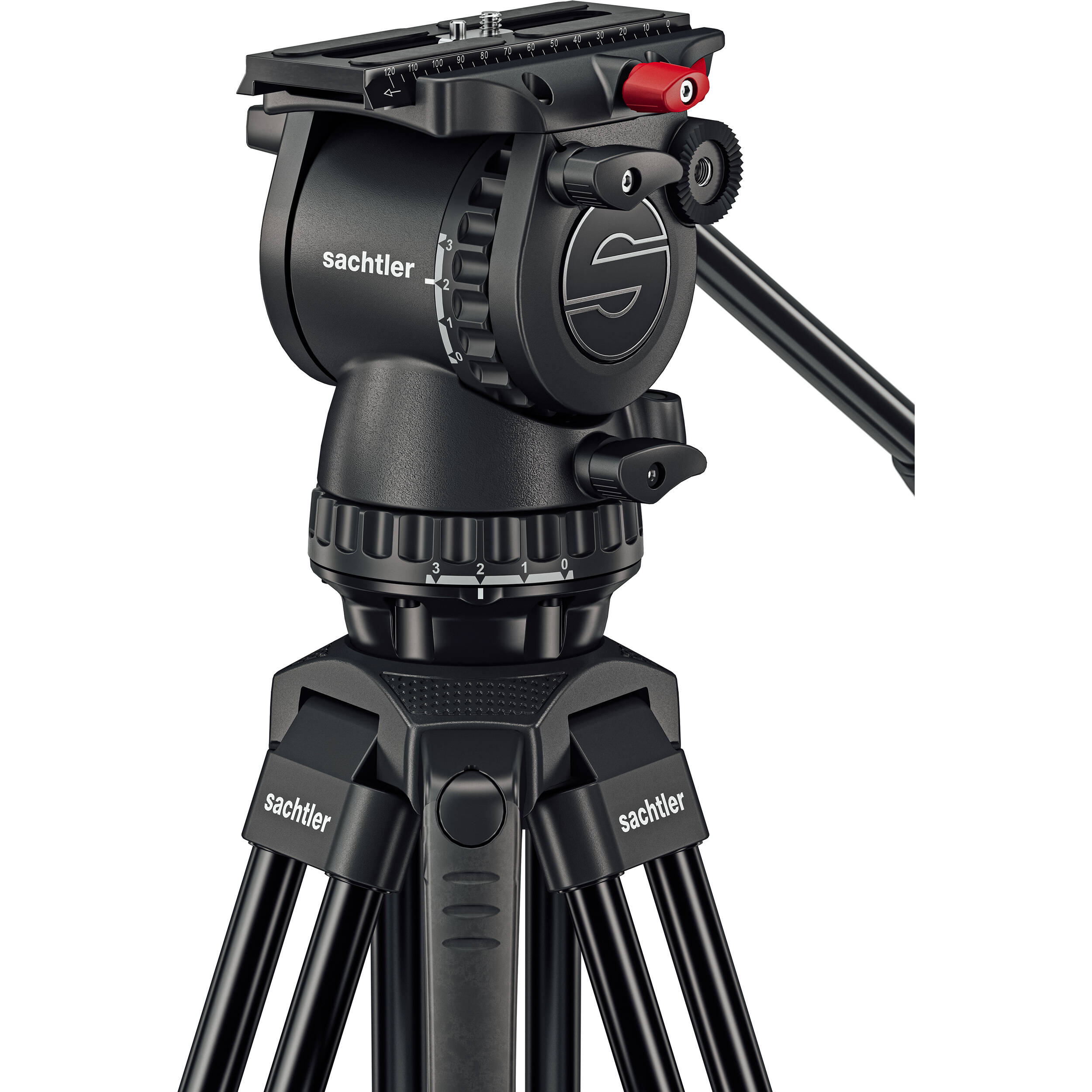 Sachtler 75/2 Mark II Aluminium trépied Système avec tête fluide FSB 6 MK II et épandeur de niveau intermédiaire