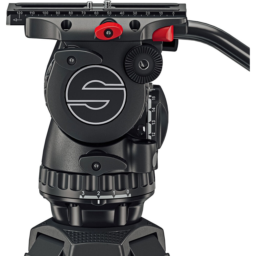 Sachtler 75/2 Mark II Aluminium trépied Système avec tête fluide FSB 6 MK II et épandeur de niveau intermédiaire