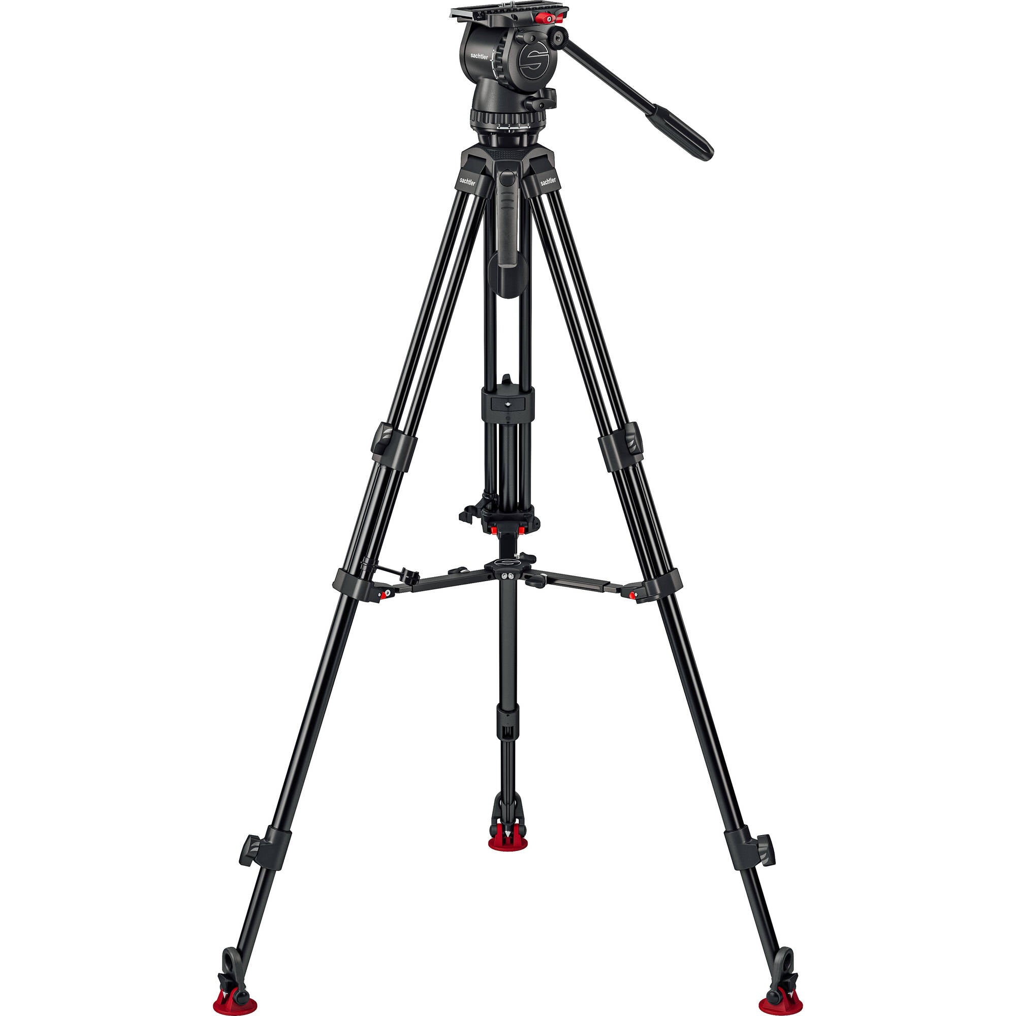 Sachtler 75/2 Mark II Aluminium trépied Système avec tête fluide FSB 6 MK II et épandeur de niveau intermédiaire