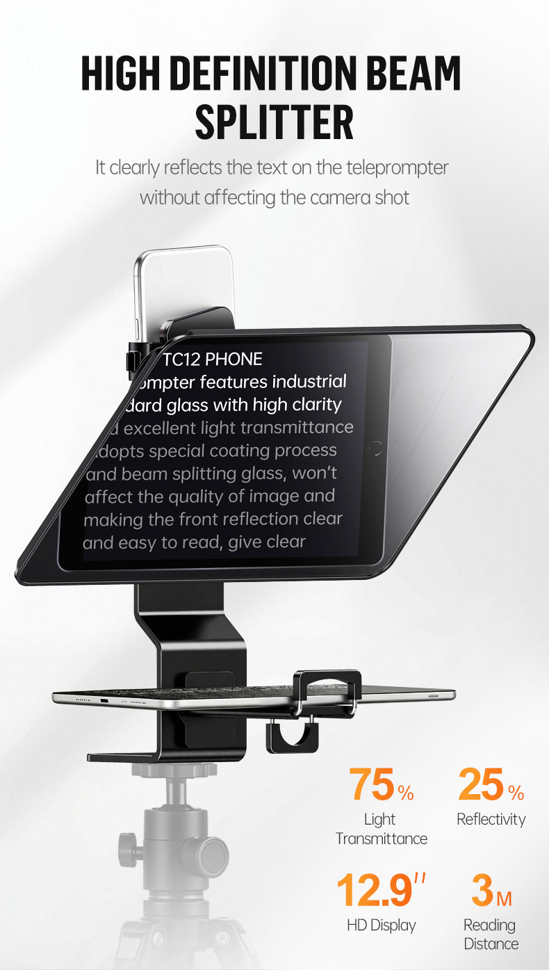 LENSGO TC12P Teleprompter for Smartphone and Tablets Video and Recording