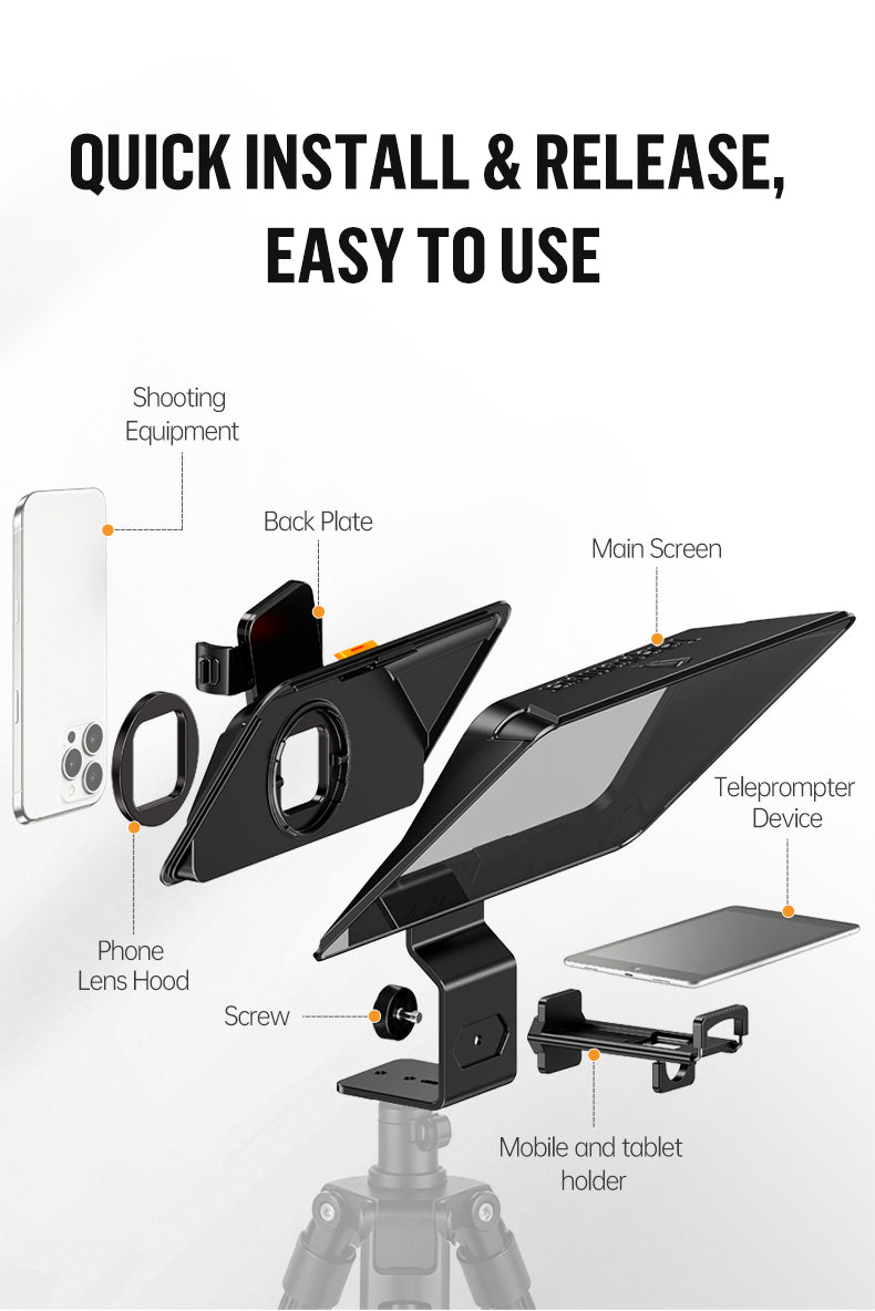 LENSGO TC12P Teleprompter for Smartphone and Tablets Video and Recording