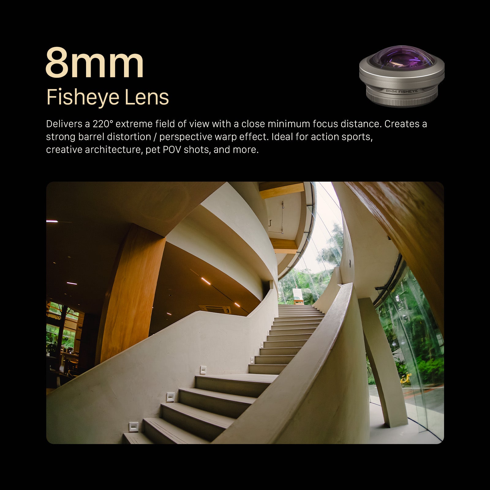 Tilta-Fisheye 8mm Objectif pour iPhone (T-Mount) - Champagne