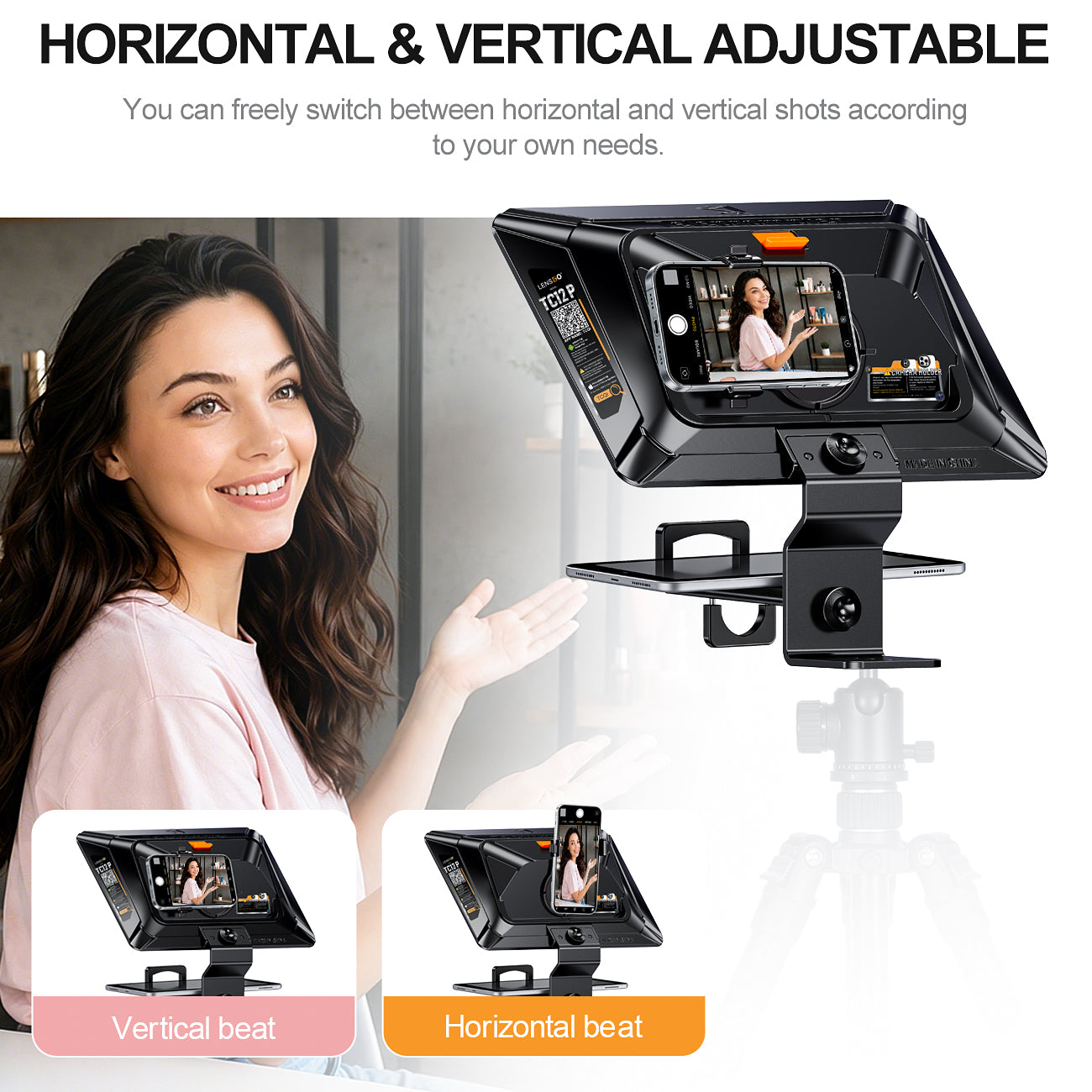 LENSGO TC12P Teleprompter for Smartphone and Tablets Video and Recording