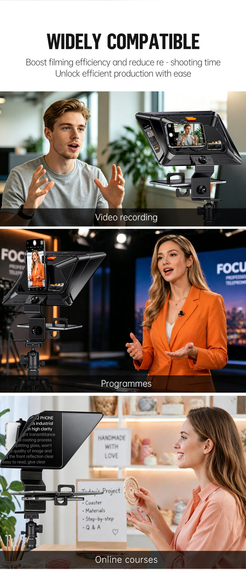LENSGO TC12P Teleprompter for Smartphone and Tablets Video and Recording