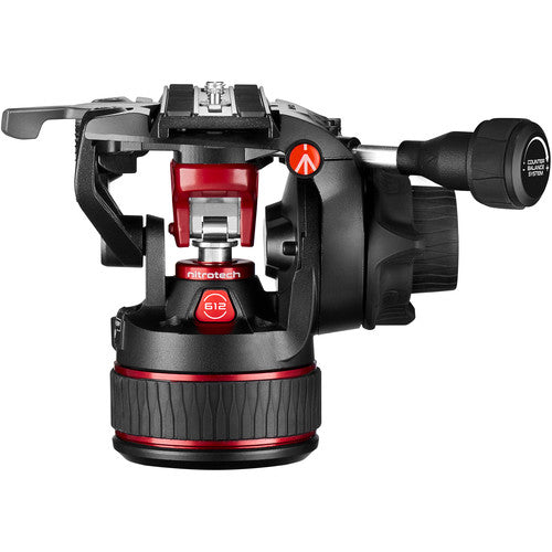 Manfrotto 612 Nitrotech Fluid Video Head and Carbon Fiber Twin Leg Tripod with Ground Spreader