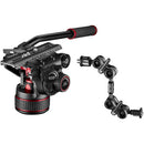 Manfrotto 612 Nitrotech Fluid Video Head and Carbon Fiber Twin Leg Tripod with Ground Spreader