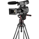 Manfrotto 612 Nitrotech Fluid Video Head and Carbon Fiber Twin Leg Tripod with Ground Spreader