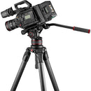 Manfrotto 612 Nitrotech Fluid Video Head and Carbon Fiber Twin Leg Tripod with Ground Spreader