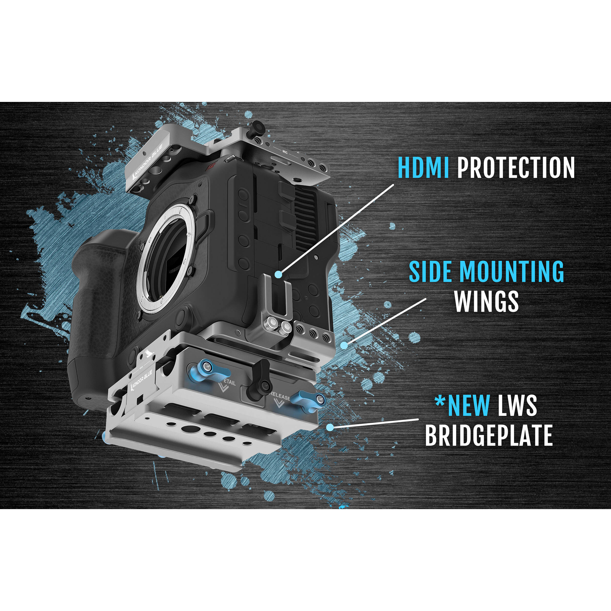 Kondor Blue Camera Cage with Top Handle for Canon C70 (Space Gray)