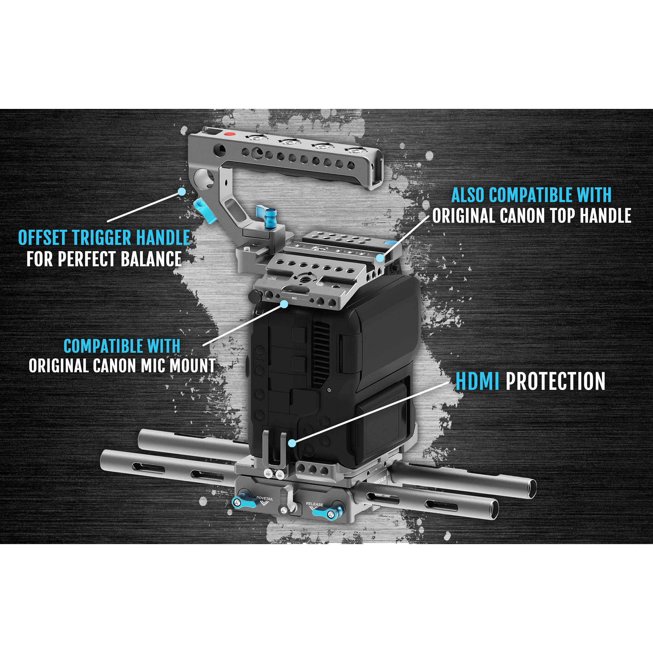 Kondor Blue Camera Cage with Top Handle for Canon C70 (Space Gray)