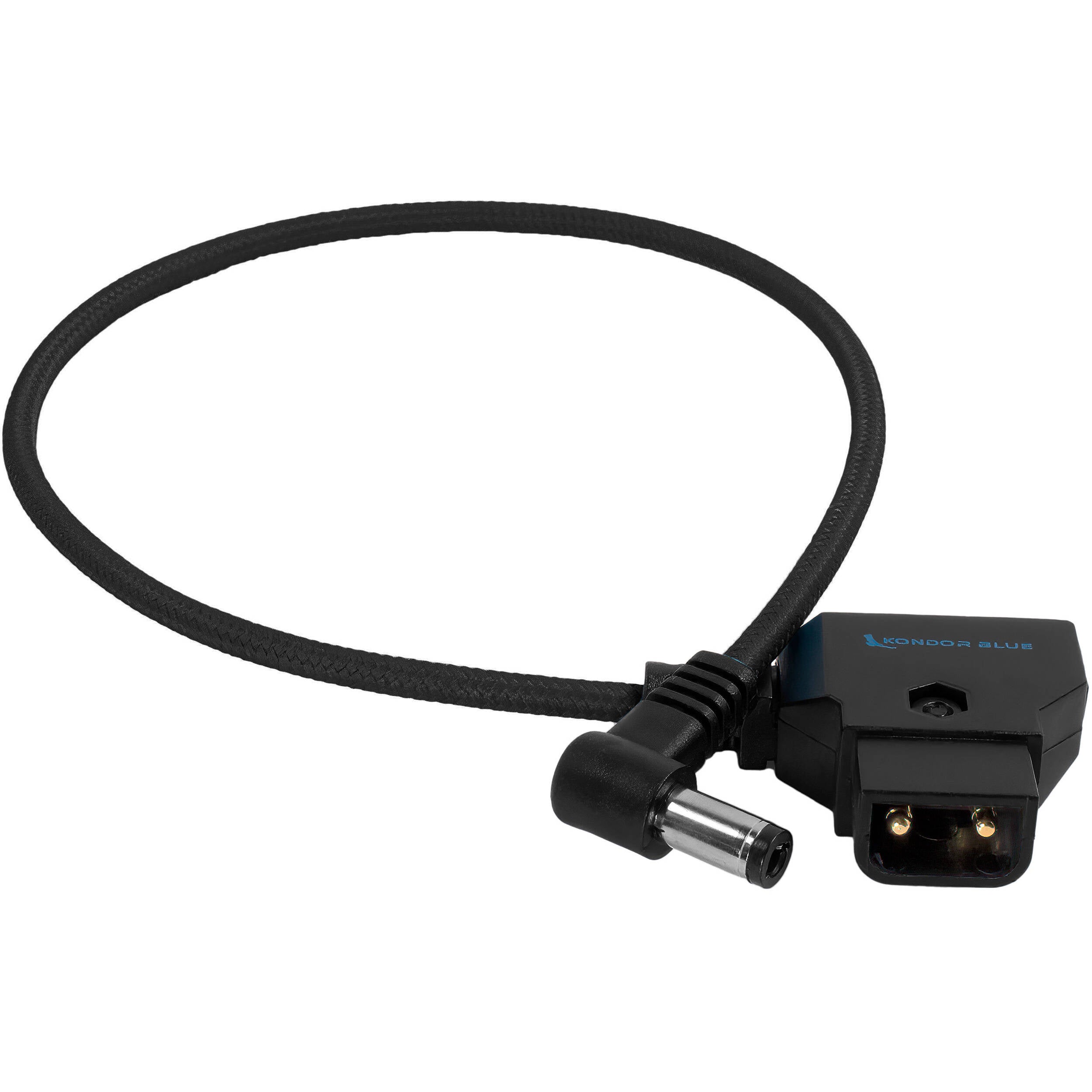 Kondor Blue Straight D-Tap to DC 2.5mm Right-Angle Cable (Raven Black,15")