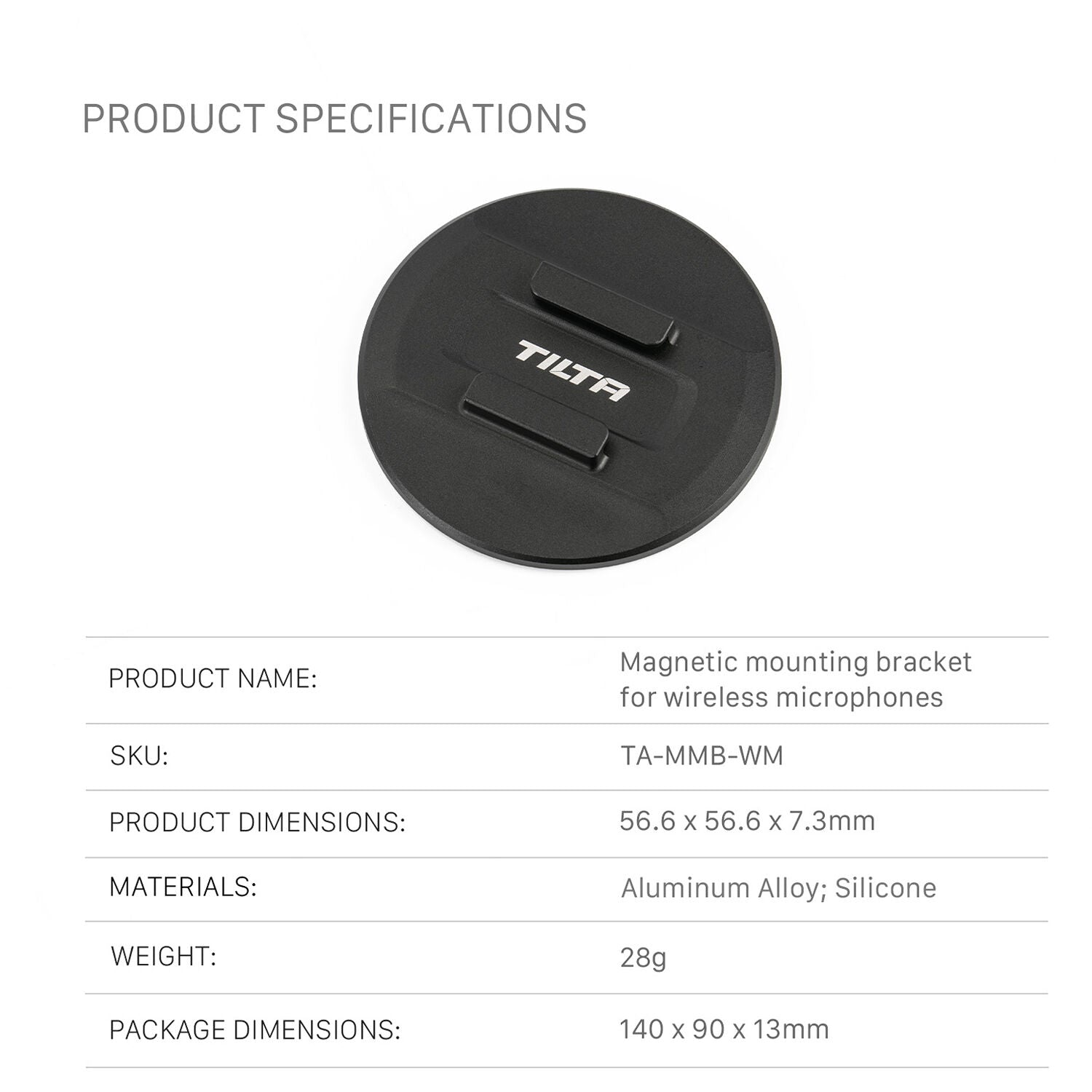 Tilta Magnetic Mounting Bracket for Wireless Microphones
