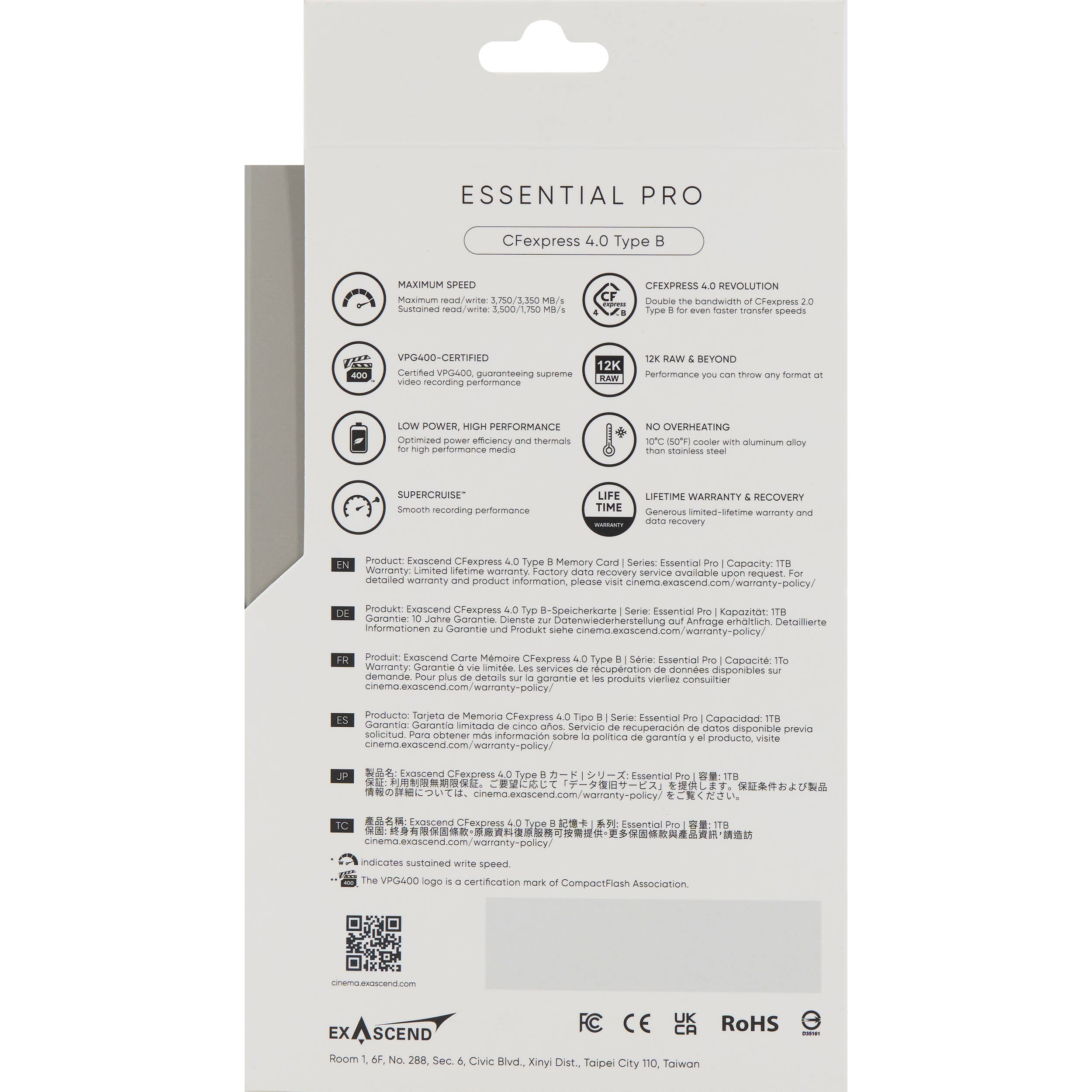 Exascend 512GB Essential Pro CFexpress 4.0 Type B Memory Card