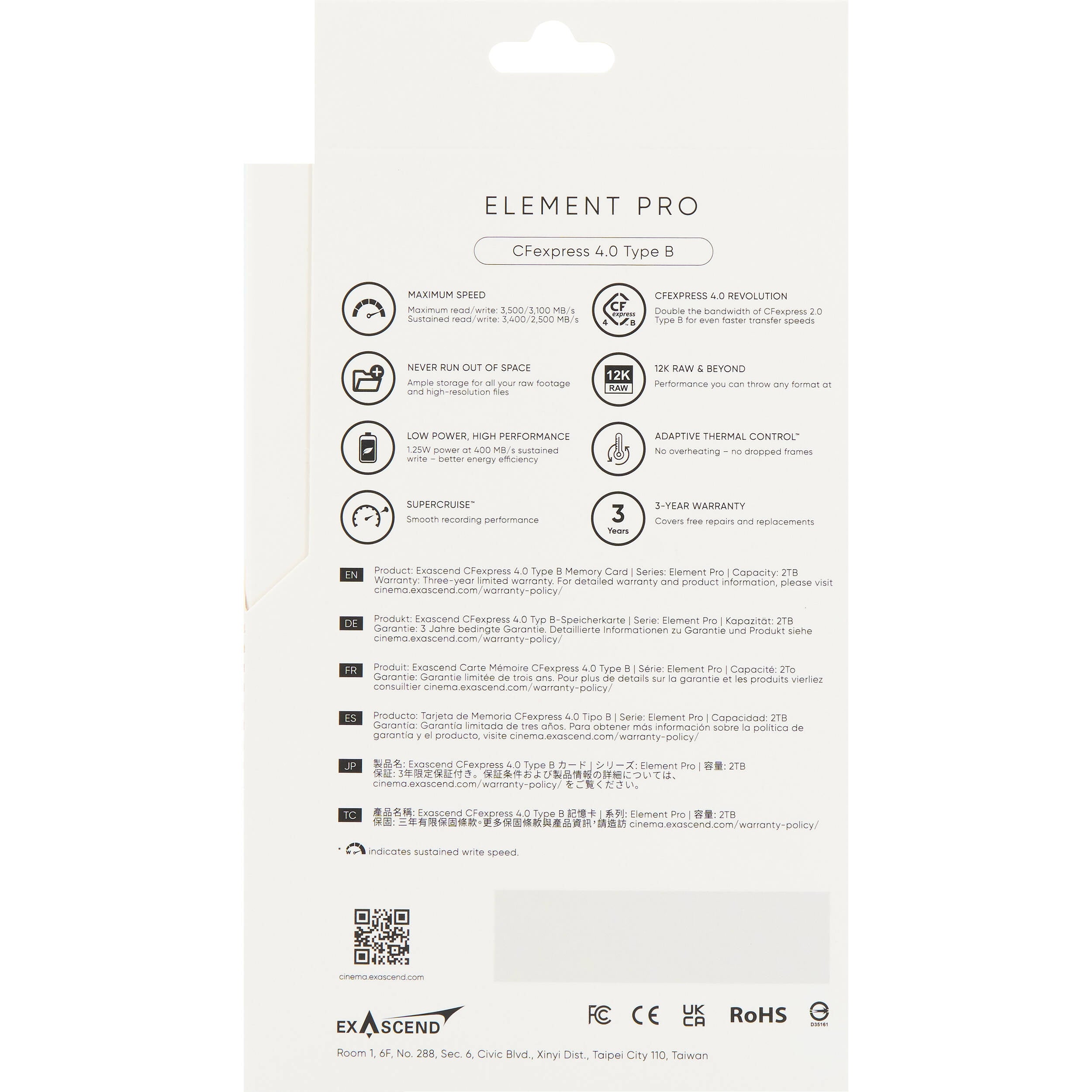 Exascend 2TB Element Pro CFexpress 4.0 Type B Memory Card