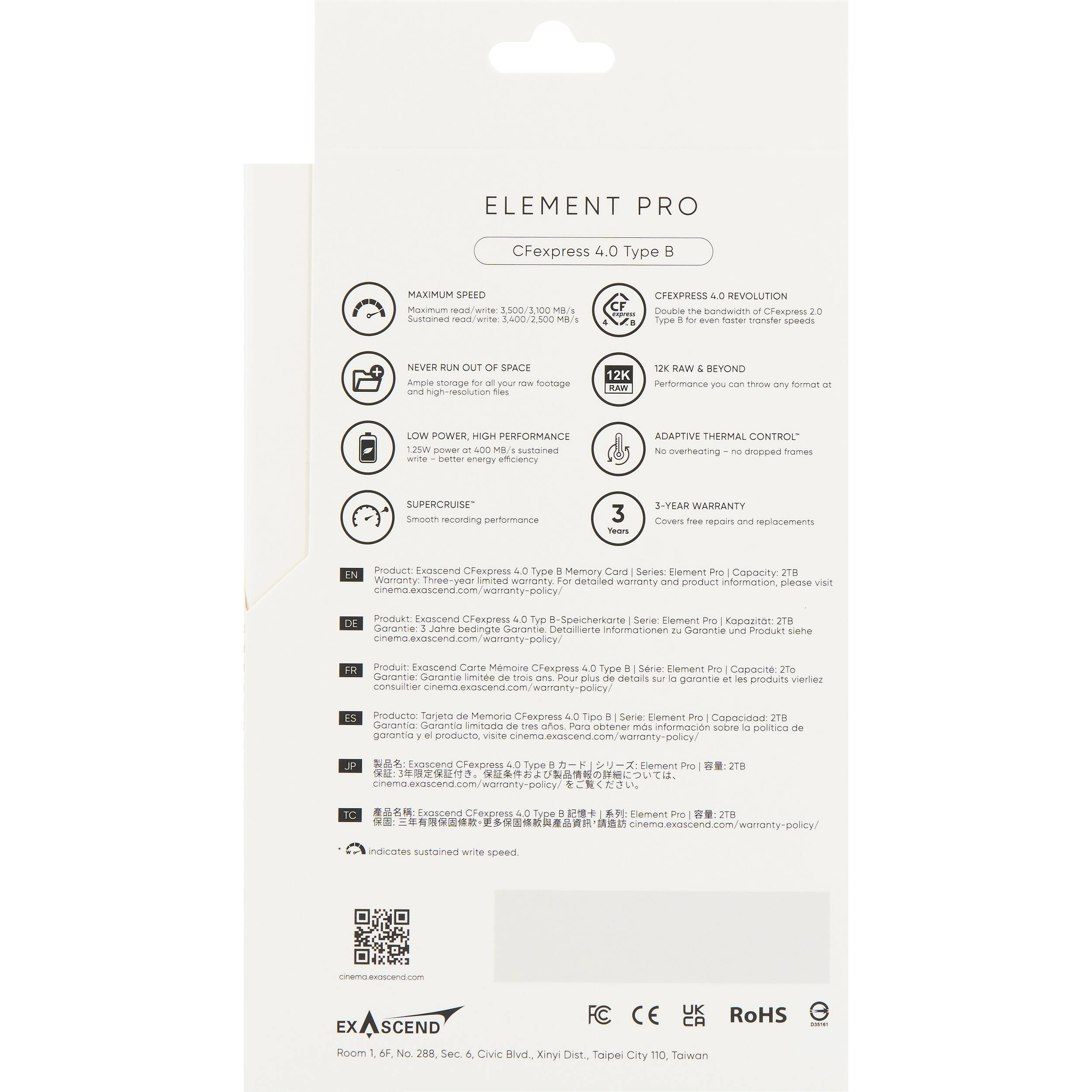 Exascend 2TB Element Pro CFexpress 4.0 Type B Memory Card