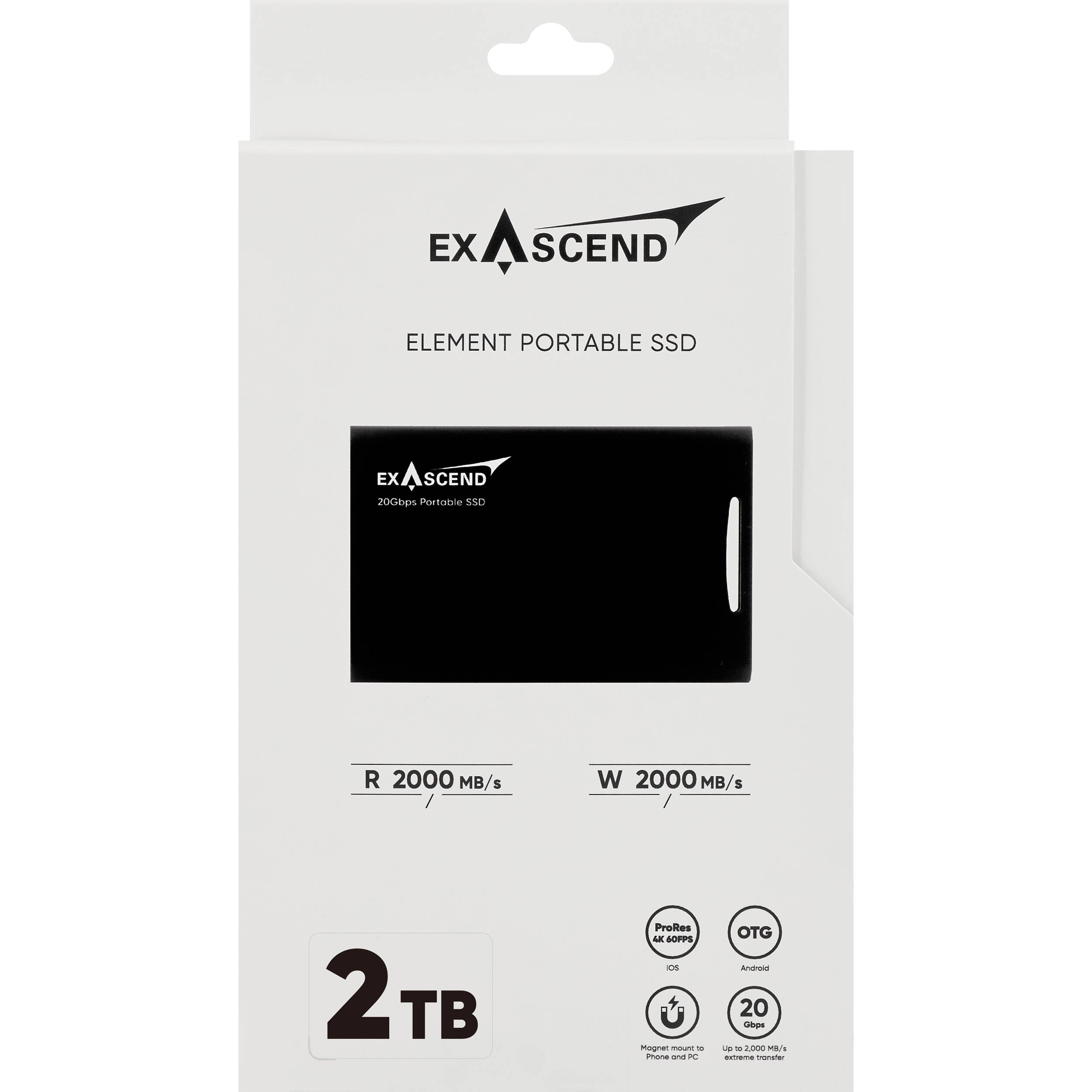 Exascend 2TB Element USB 3.2 Gen 2x2 Portable SSD (Black)