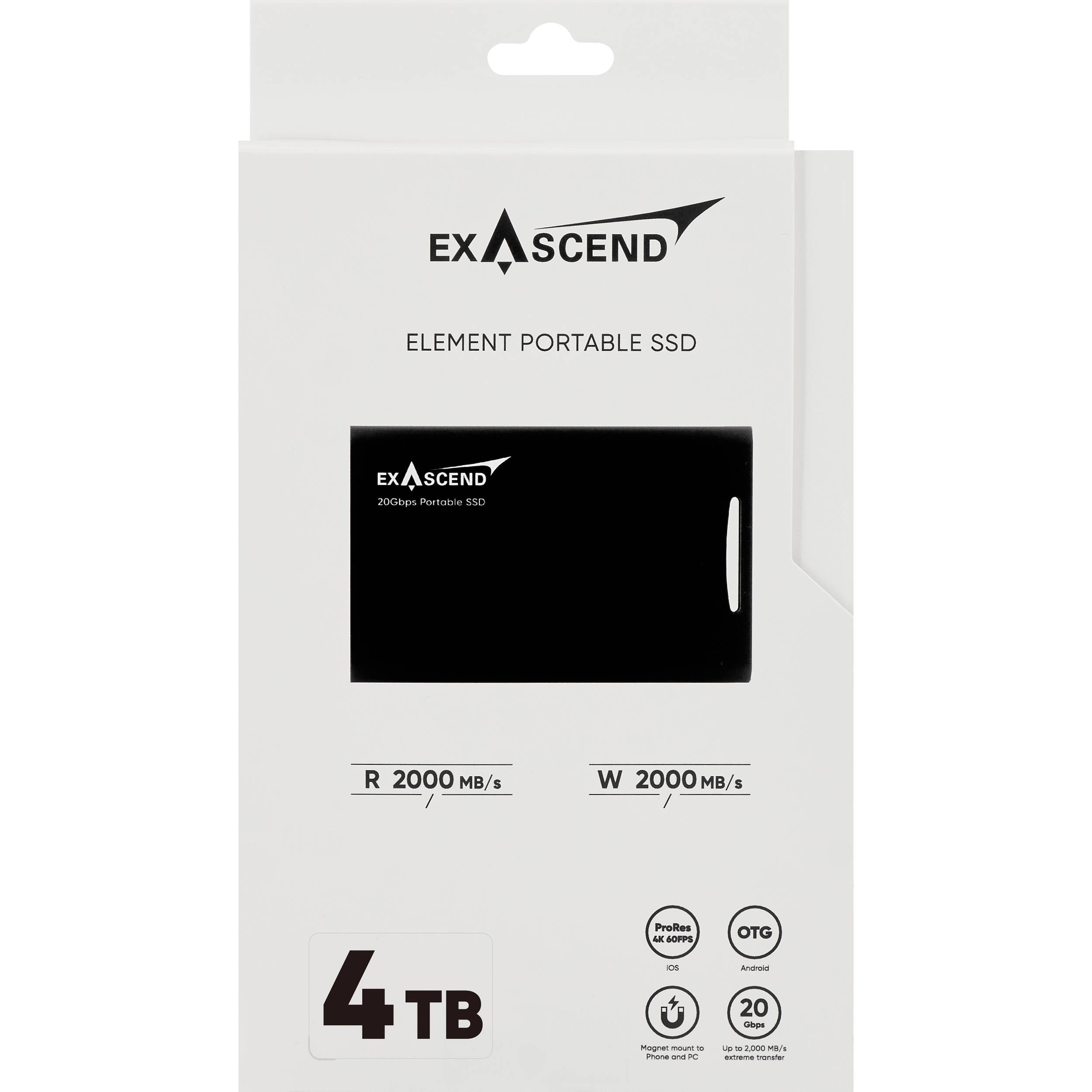 Exascend 4TB Element USB 3.2 Gen 2x2 Portable SSD (Black)