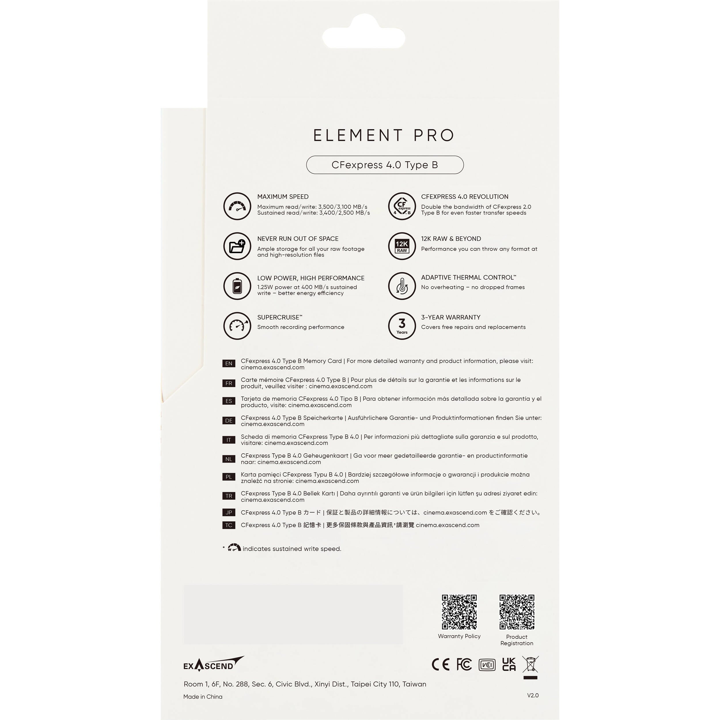 Exascend 256GB Element Pro CFexpress 4.0 Type B Memory Card