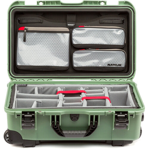 Nanuk 935 Wheeled Hard Utility Case with Padded Divider Insert & Lid Organizer (Sage)