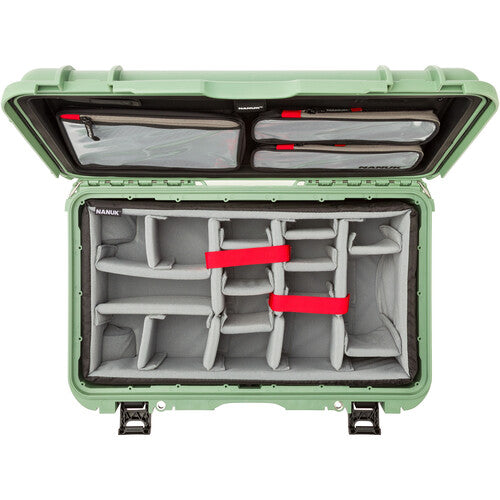 Nanuk 935 Wheeled Hard Utility Case with Padded Divider Insert & Lid Organizer (Sage)