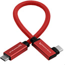 Kondor Blue Straight to Right-Angle USB-C 3.1 Gen 2 Cable (8.5", Cardinal Red)