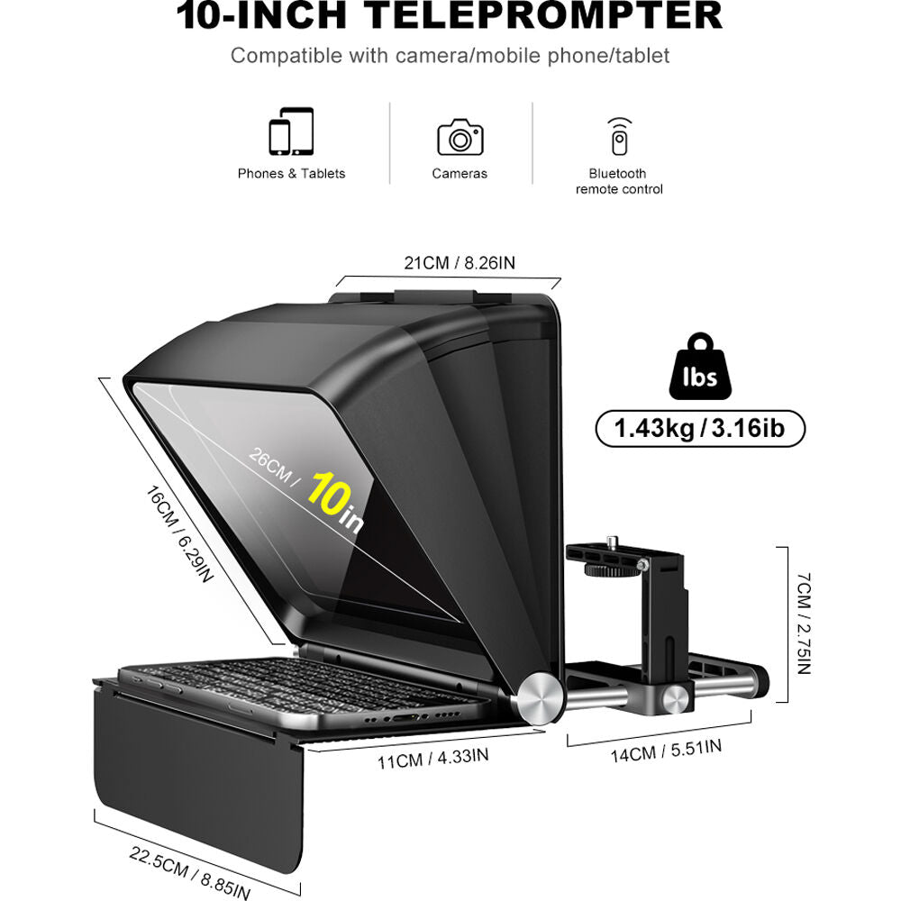 LENSGO TC7II Portable Teleprompter for Cameras