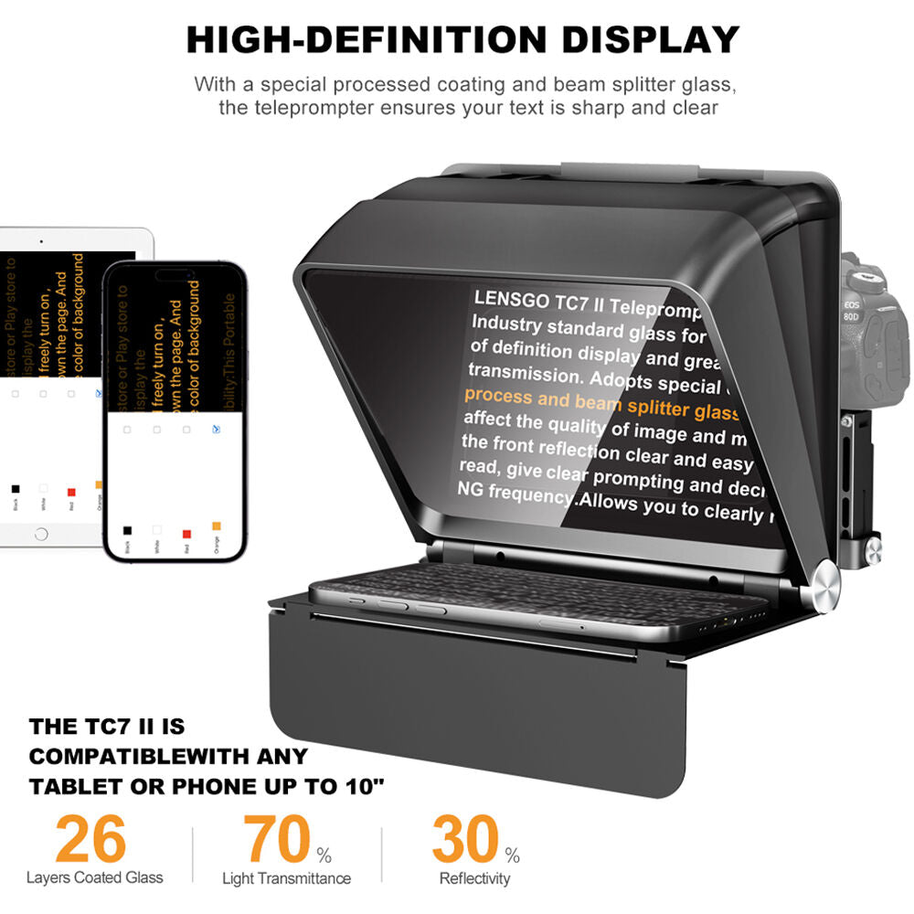LENSGO TC7II Portable Teleprompter for Cameras
