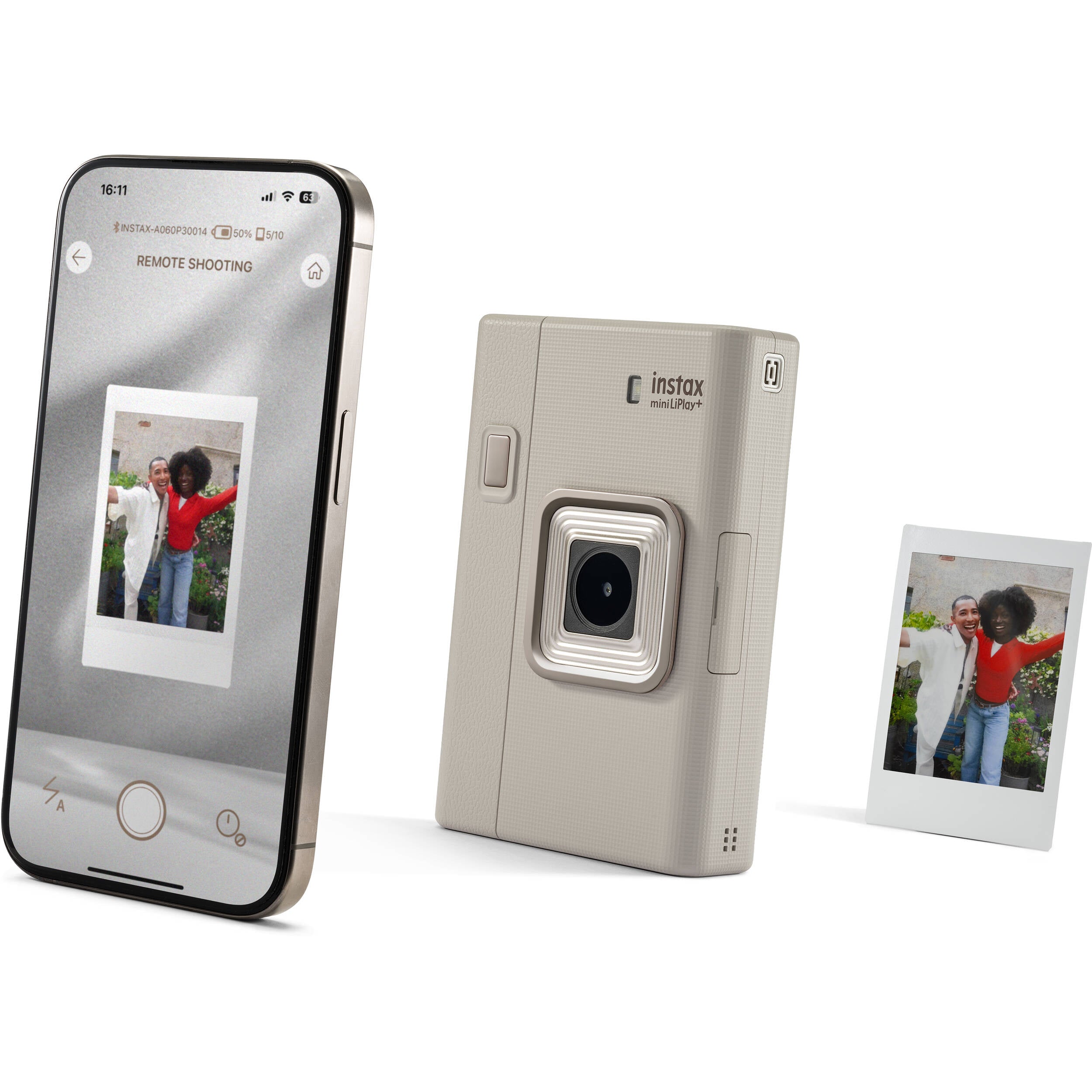 FUJIFILM instax mini LiPlay+ Hybrid Instant Camera (Sand Beige)
