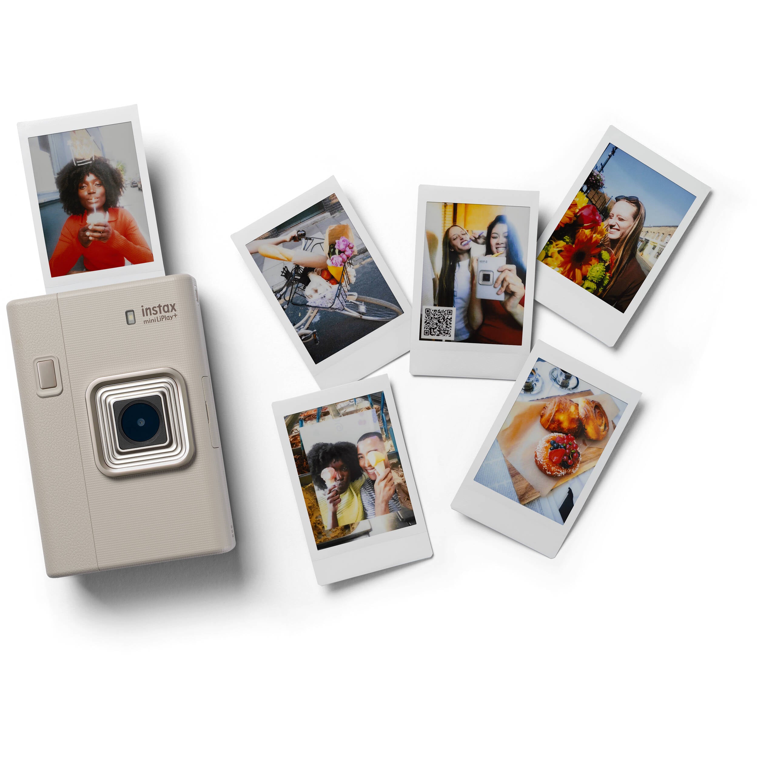 FUJIFILM instax mini LiPlay+ Hybrid Instant Camera (Sand Beige)