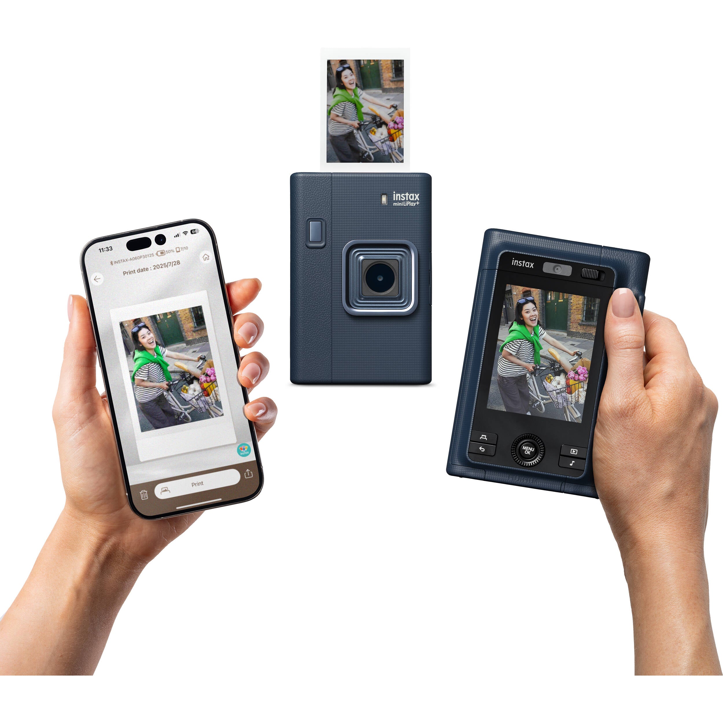 FUJIFILM instax mini LiPlay+ Hybrid Instant Camera (Midnight Blue)