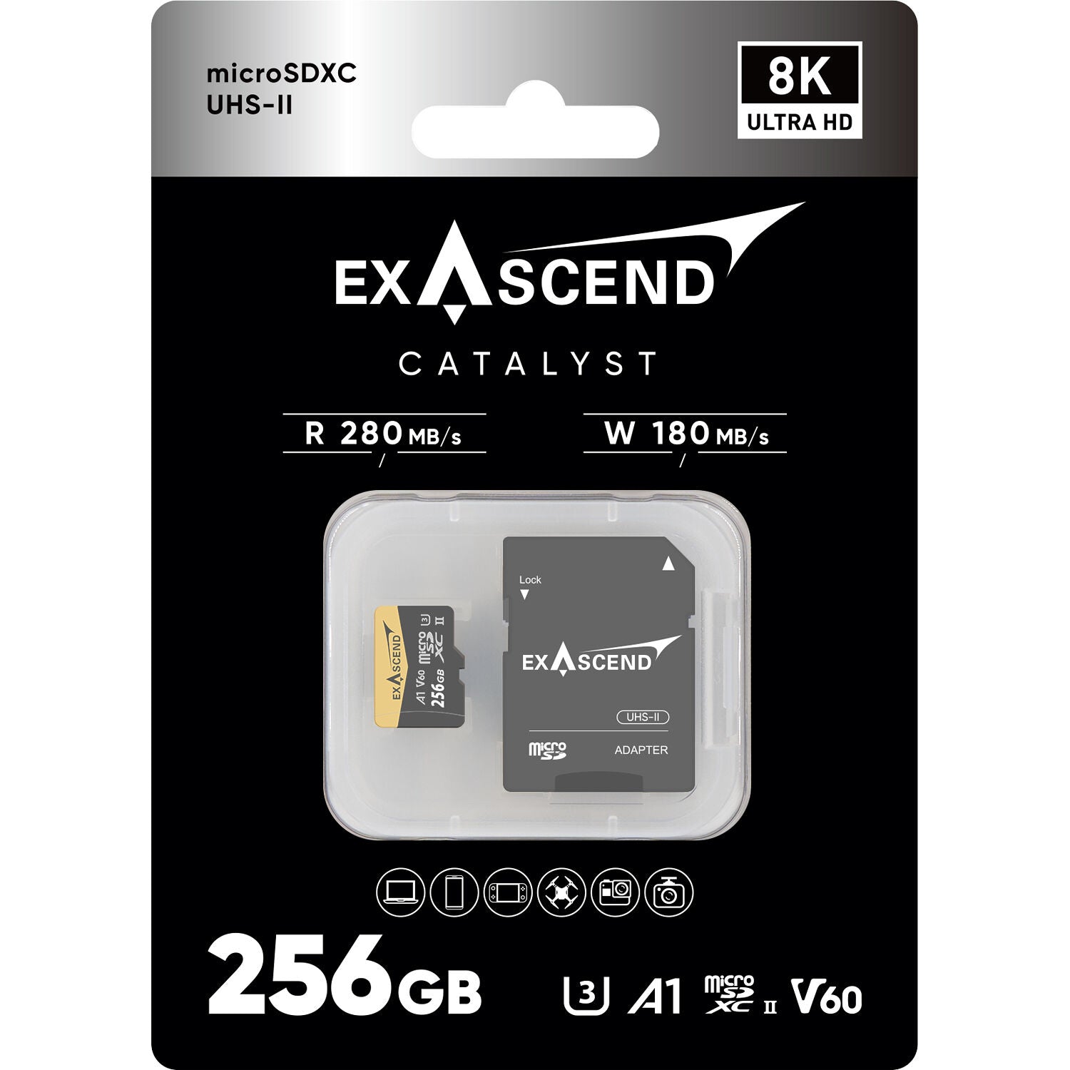 Exascend 256GB Catalyst UHS-II microSDXC Memory Card with SD Adapter