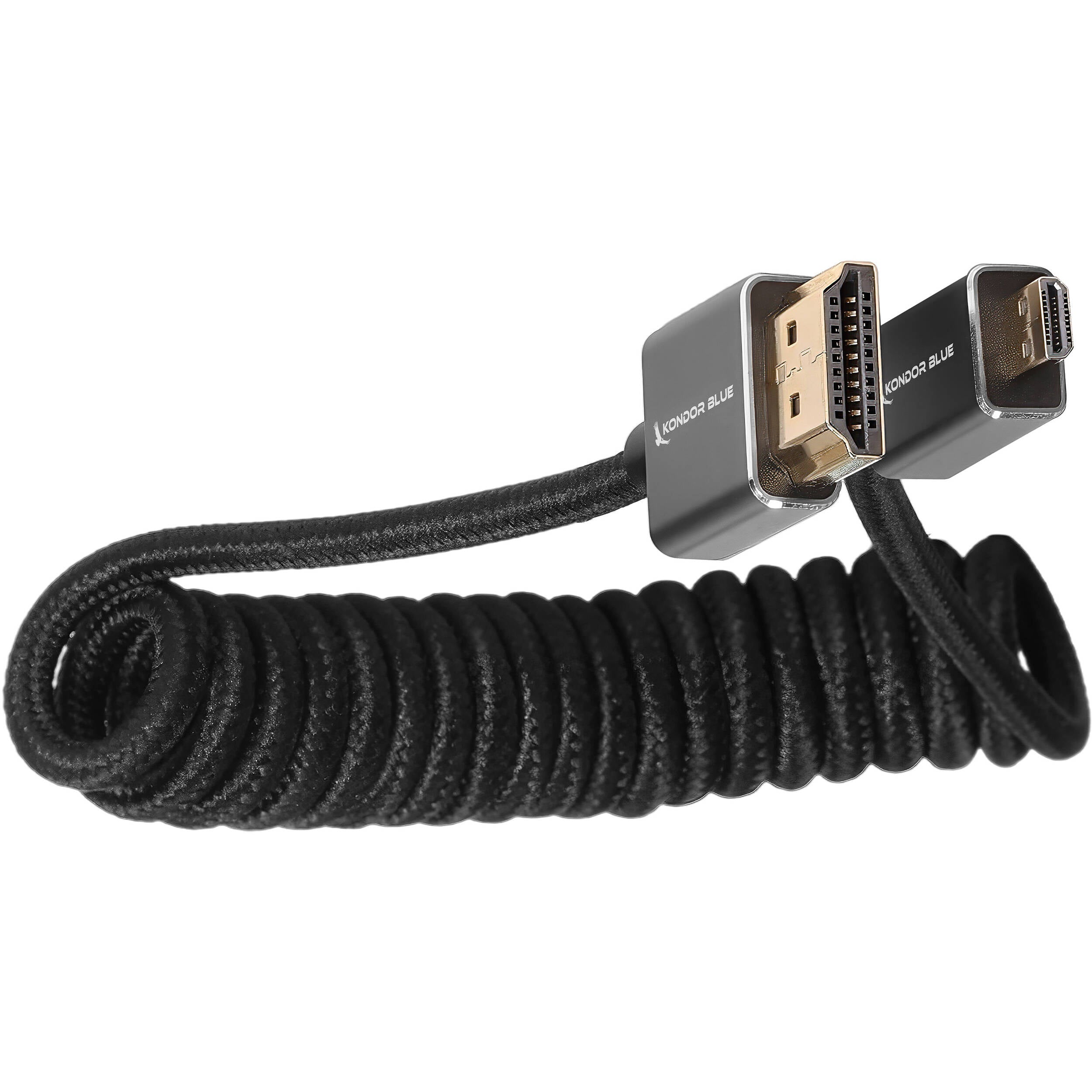 Kondor Blue Coiled Micro-HDMI to HDMI (12 to 24", Raven Black)