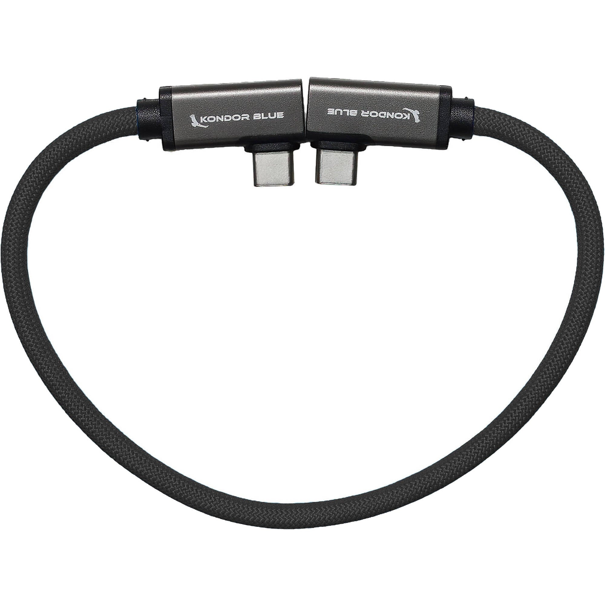 Kondor Blue USB-C 3.1 Gen 2 Dual Right-Angle Cable (Raven Black, 12")