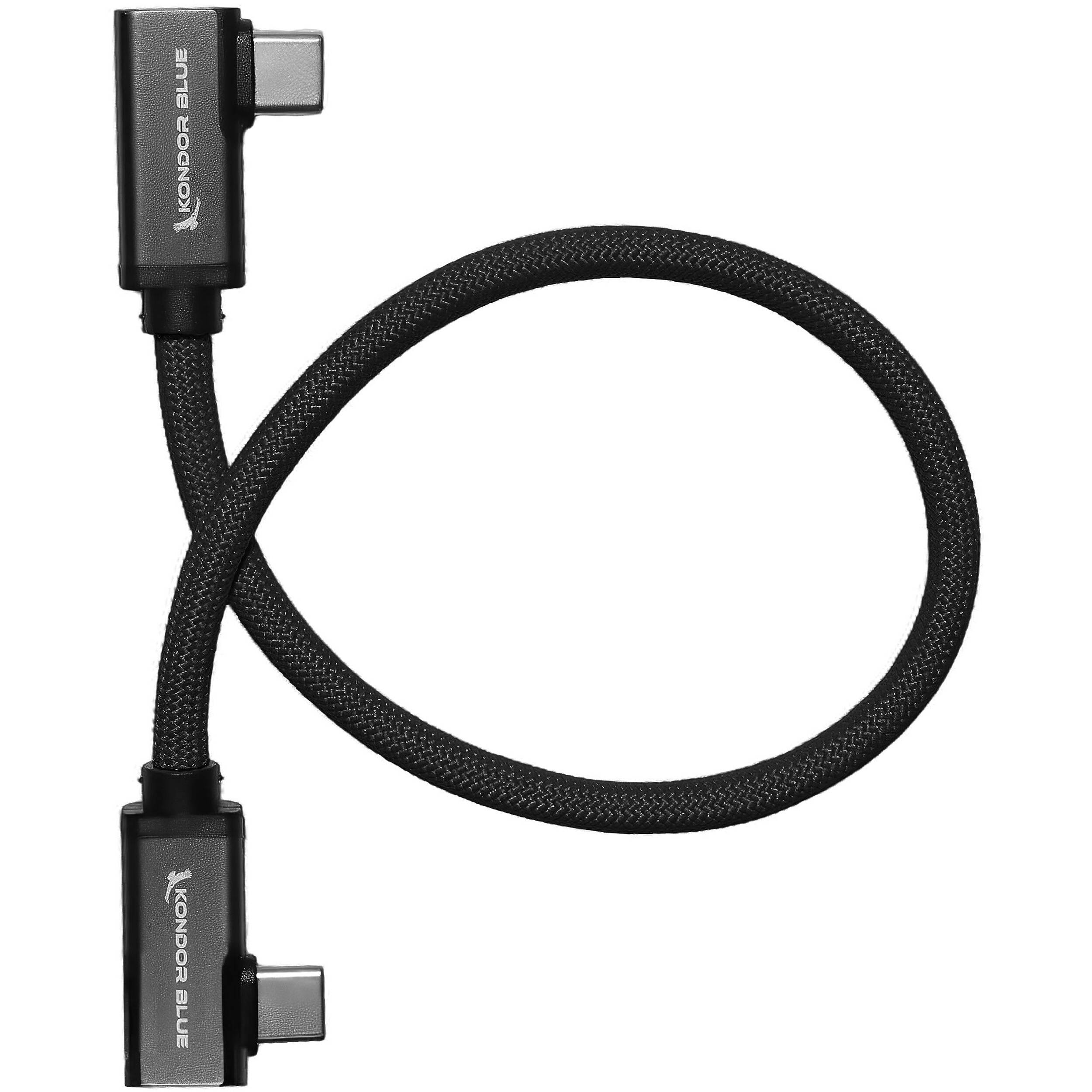 Kondor Blue USB-C 3.1 Gen 2 Dual Right-Angle Cable (Raven Black, 12")