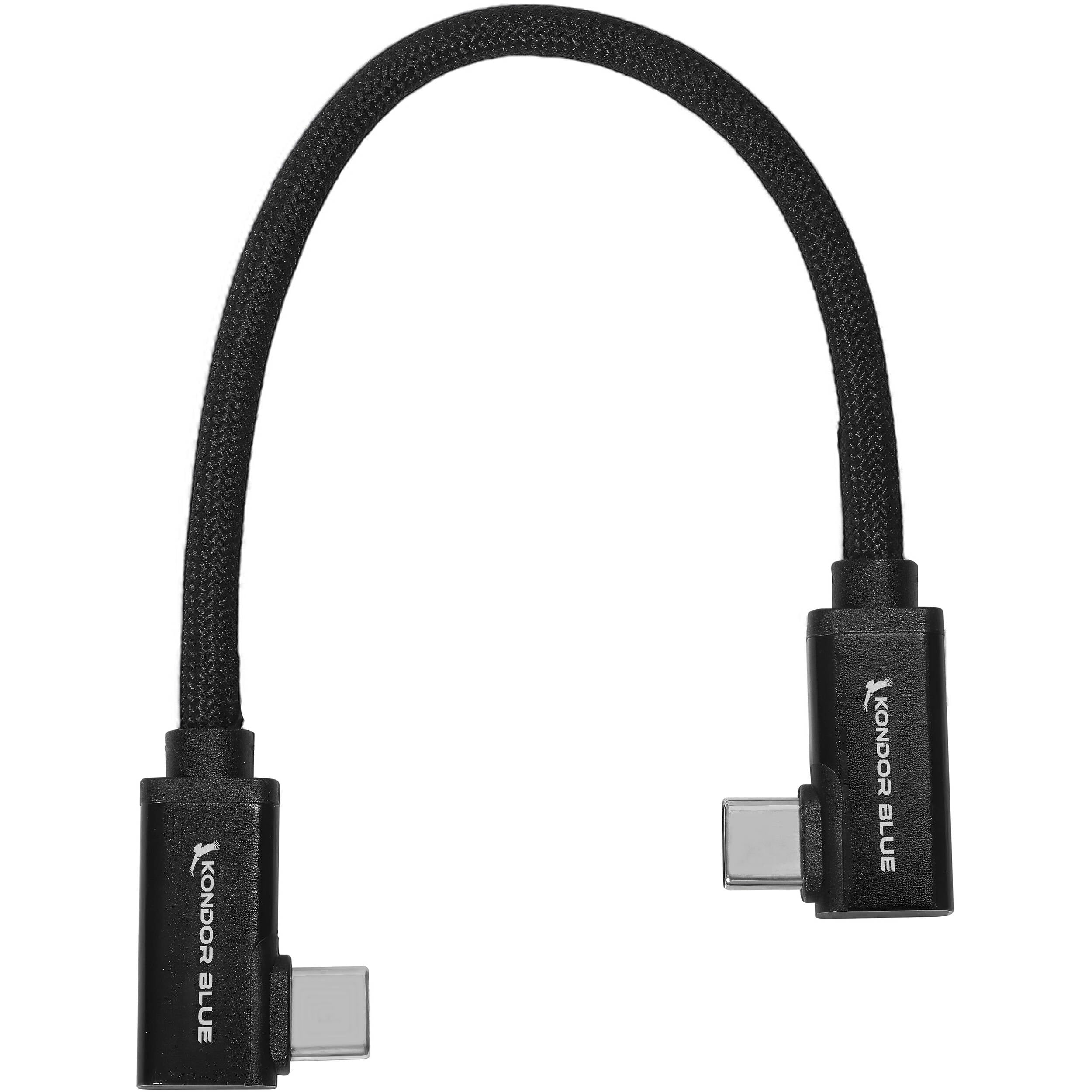 Kondor Blue Dual Right-Angle USB-C 3.2 Gen 2x2 Braided Cable (8")