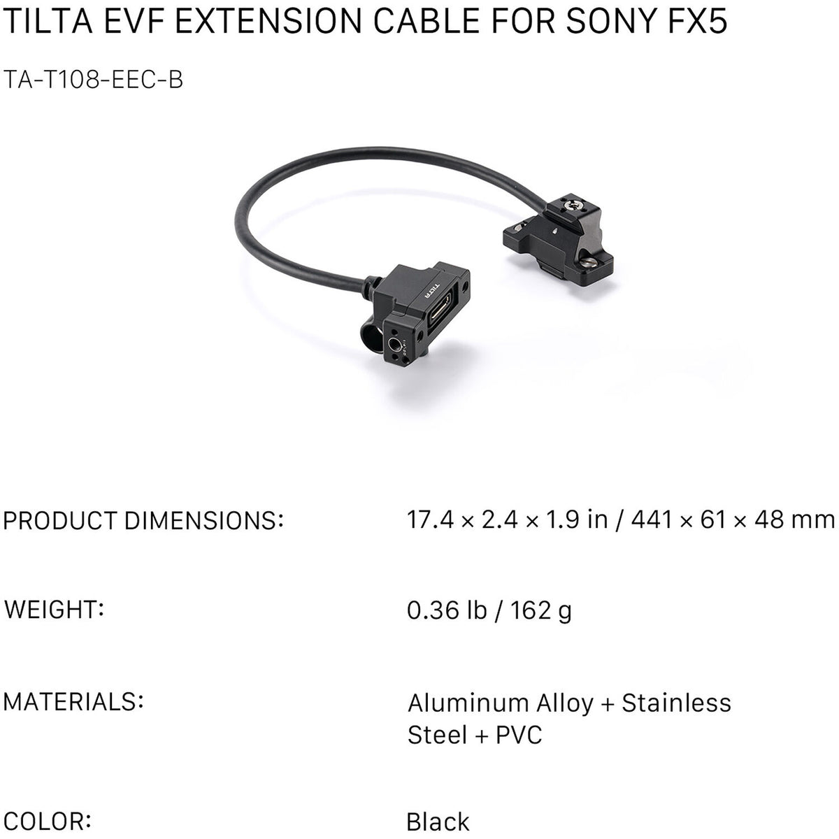 Tilta EVF Extension Cable for Sony FX5 (Black)