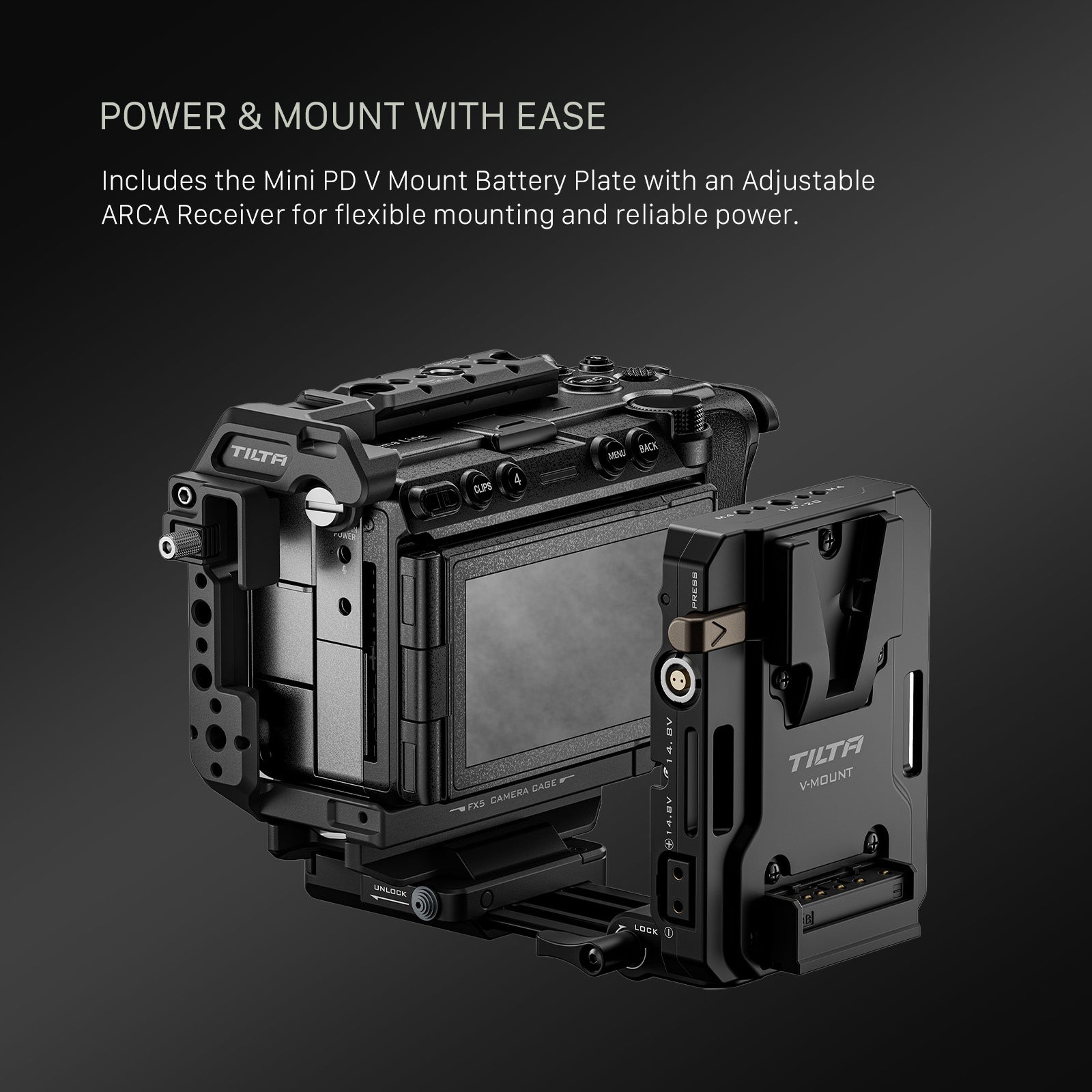 Tilta Camera Cage for Sony FX5 Power Kit - Black
