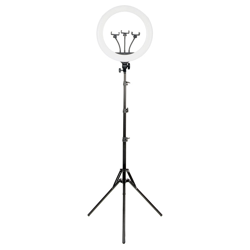Mobifoto MOBIRL18 - Kit Vlog d'éclairage annulaire LED bicolore de 18 pouces - Boîte ouverte