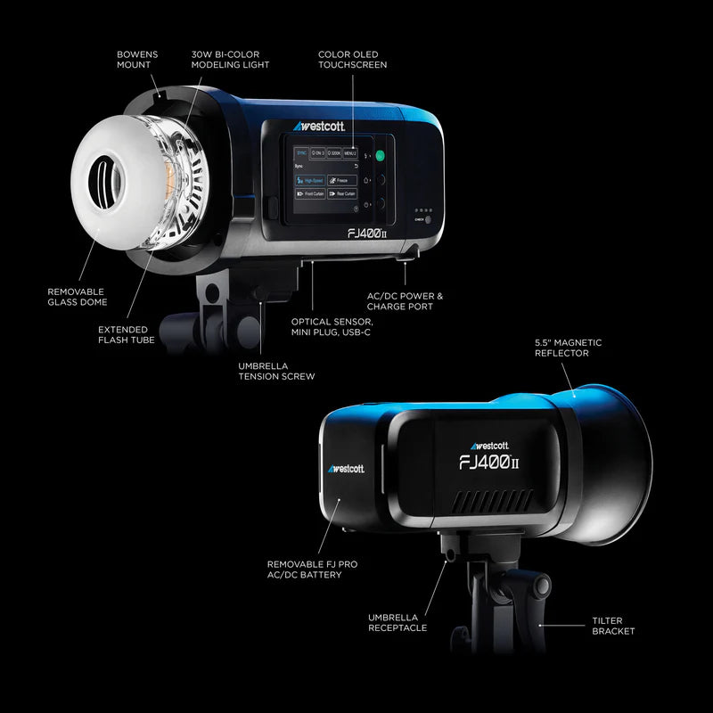 Westcott FJ400 II 400Ws Touchscreen Strobe with FJ Pro AC/DC Battery