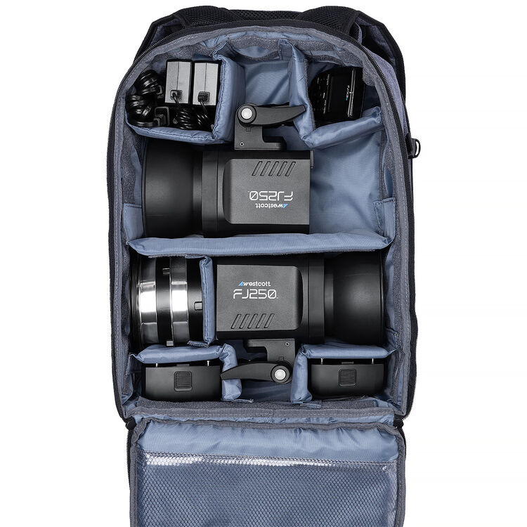 Westcott Stroboscope à écran tactile FJ250 250 W avec déclencheur universel FJ-X3 M (kit de sac à dos à 2 lumières)