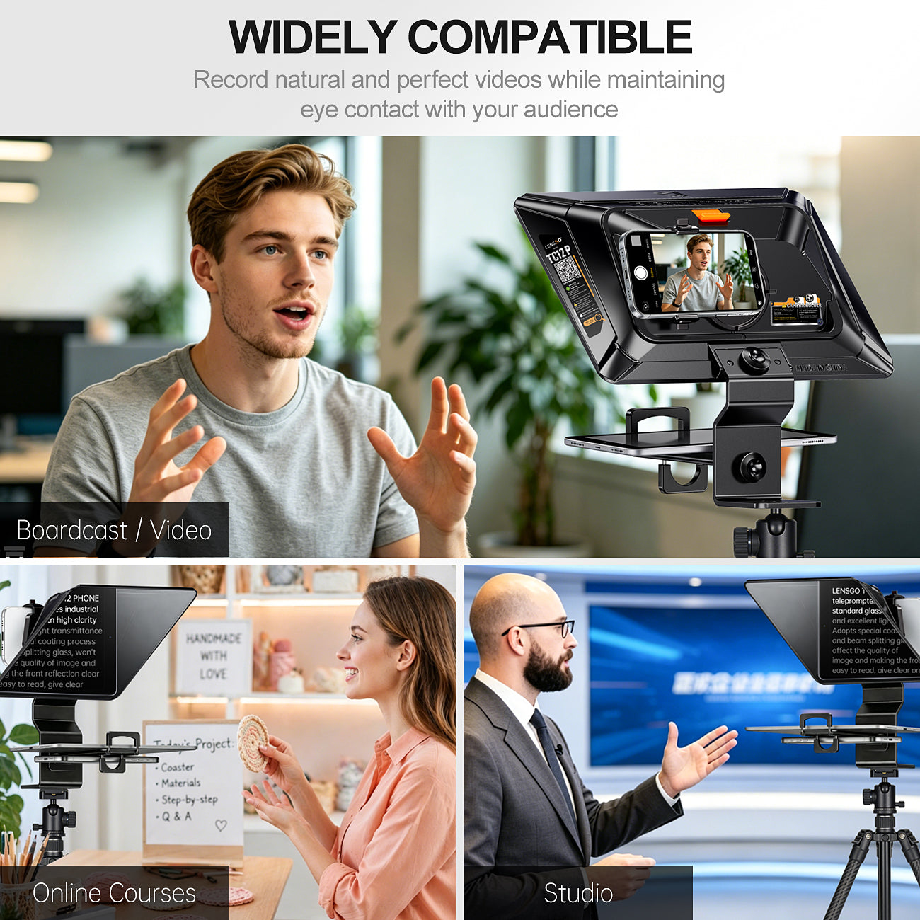 LENSGO TC12P Teleprompter for Smartphone and Tablets Video and Recording