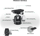 ACSSOON BH-01 Toprig Center Ball Head avec libération rapide