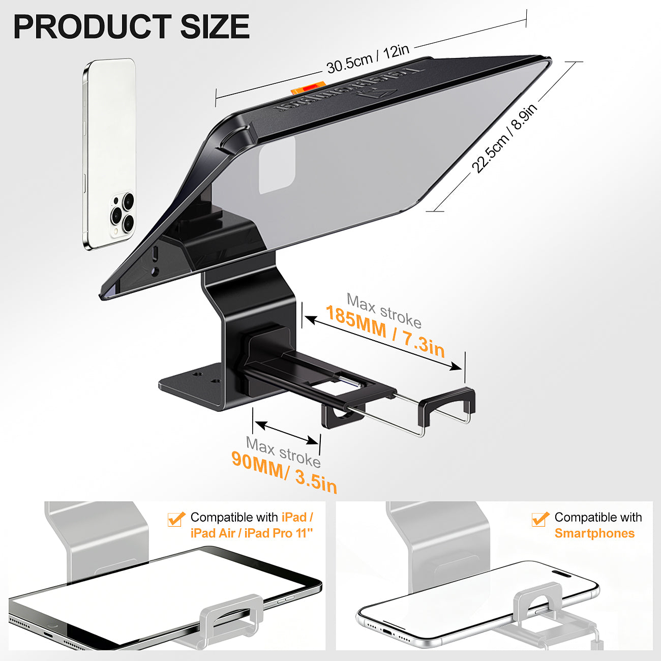 LENSGO TC12P Teleprompter for Smartphone and Tablets Video and Recording