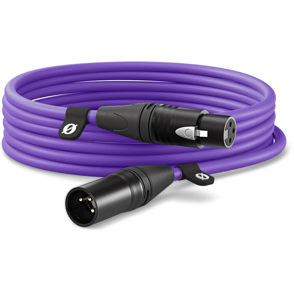 Câble XLR premium roulé, 6m / 20 pieds, violet