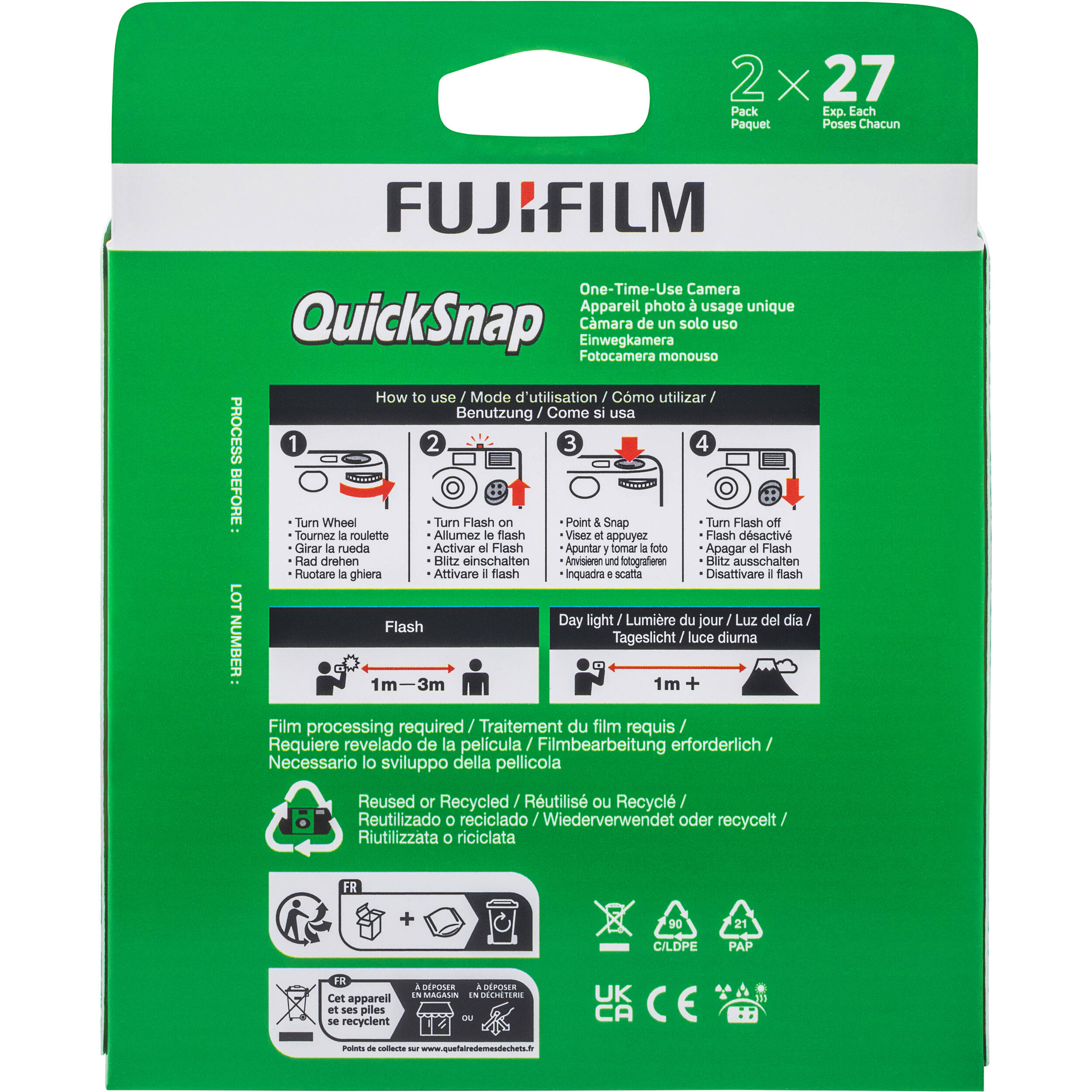 FUJIFILM QuickSnap Flash 400 One-Time-Use Disposable Camera (27 Exposures, 2-Pack)