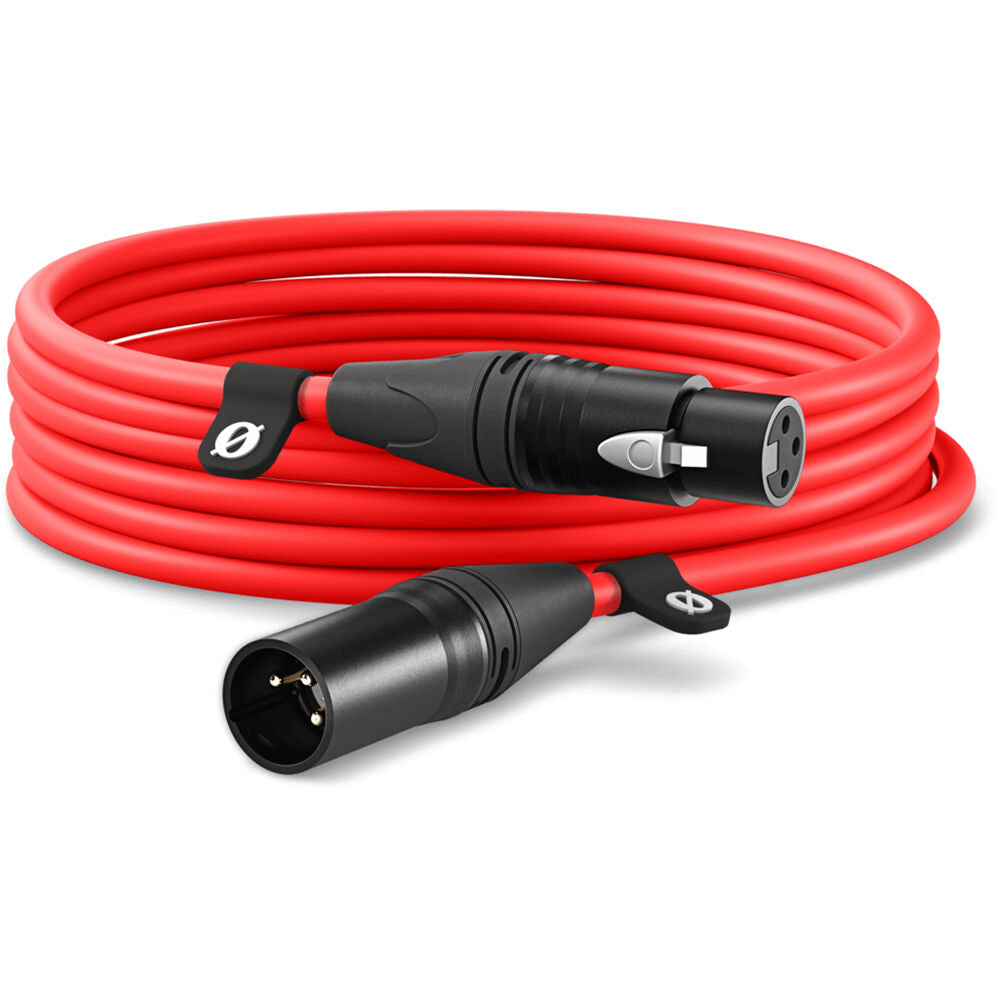 Câble XLR premium roulé, 6 m / 20 pieds, rouge