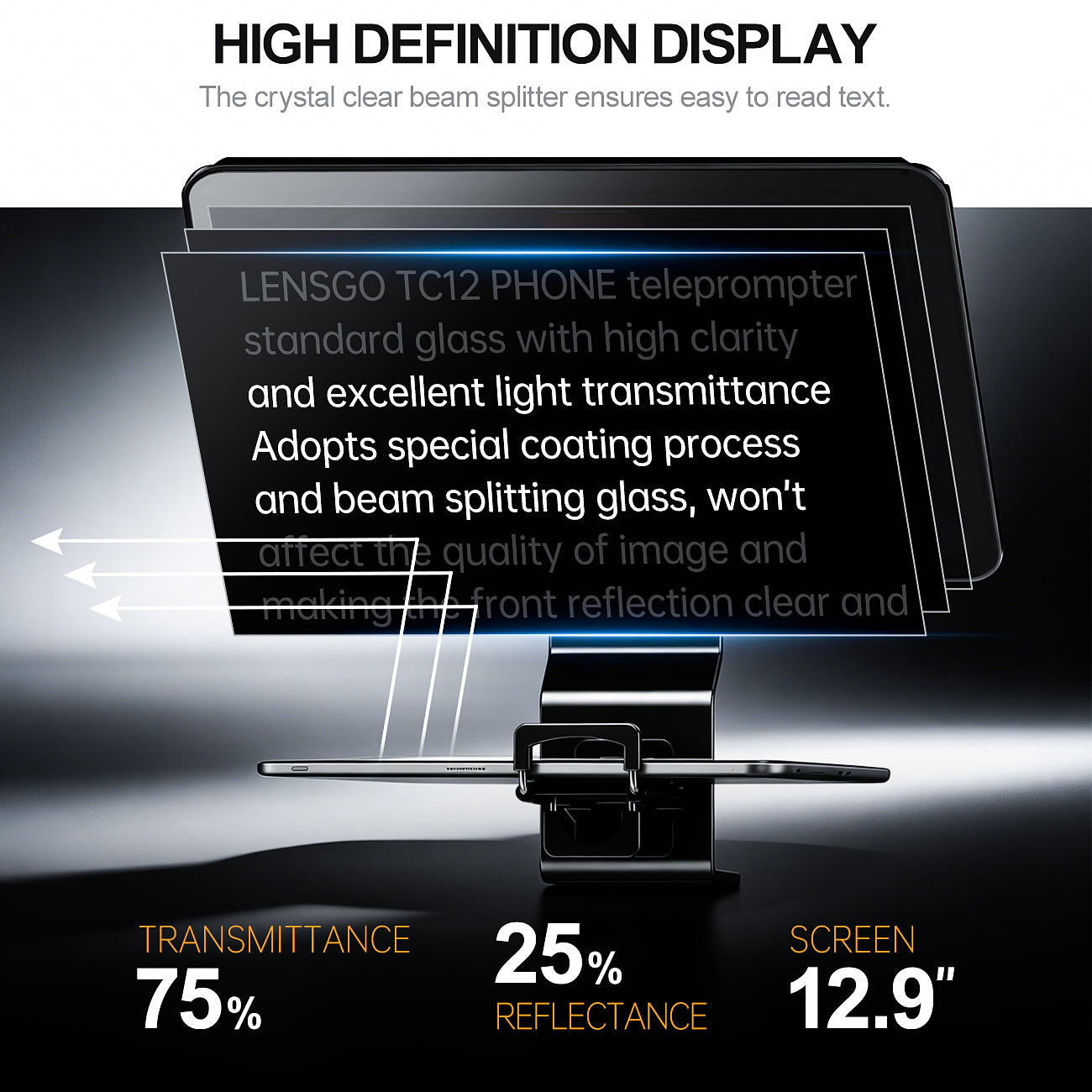 LENSGO TC12P Teleprompter for Smartphone and Tablets Video and Recording